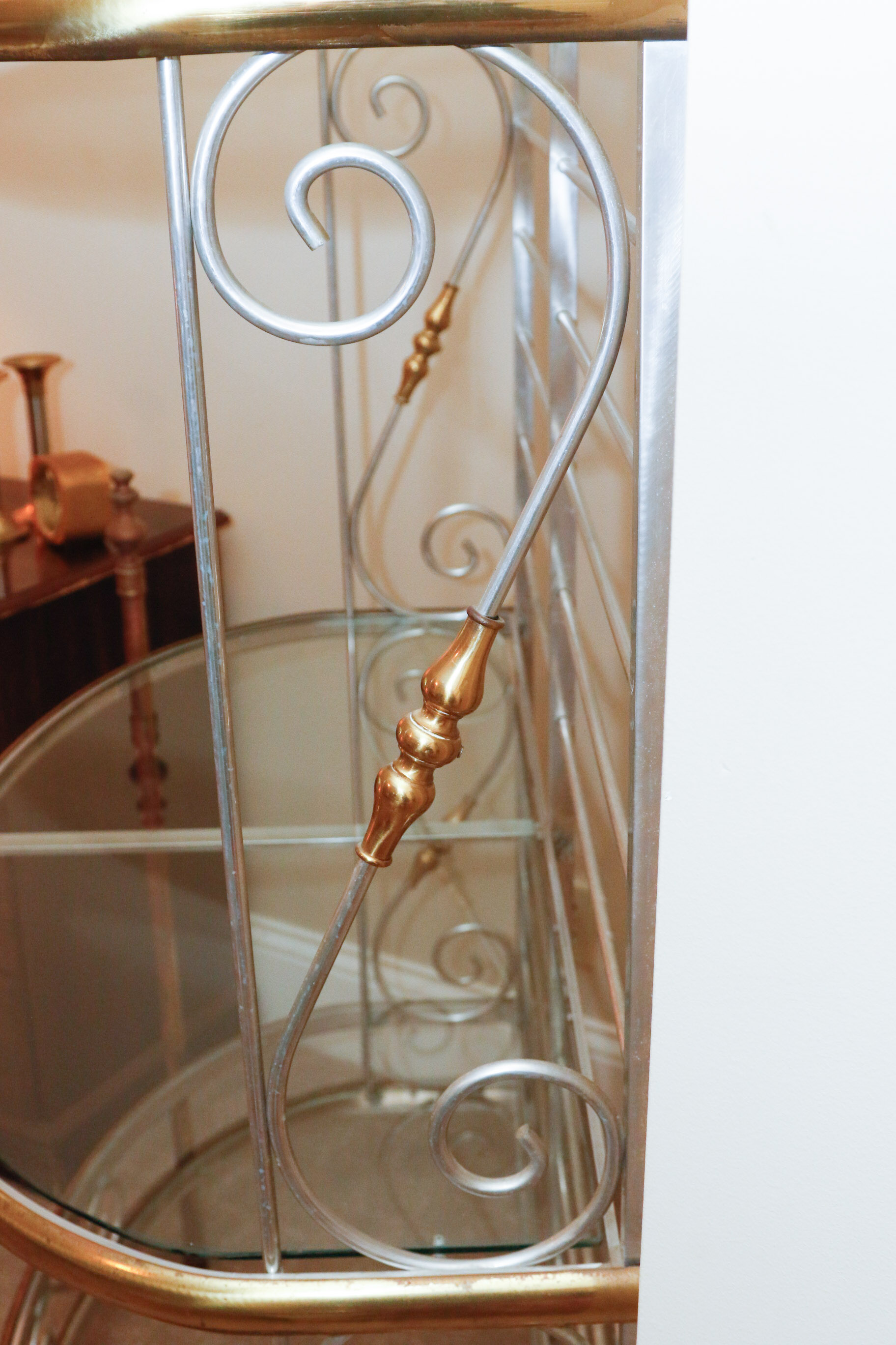 Steel, Brass and Glass Etagere