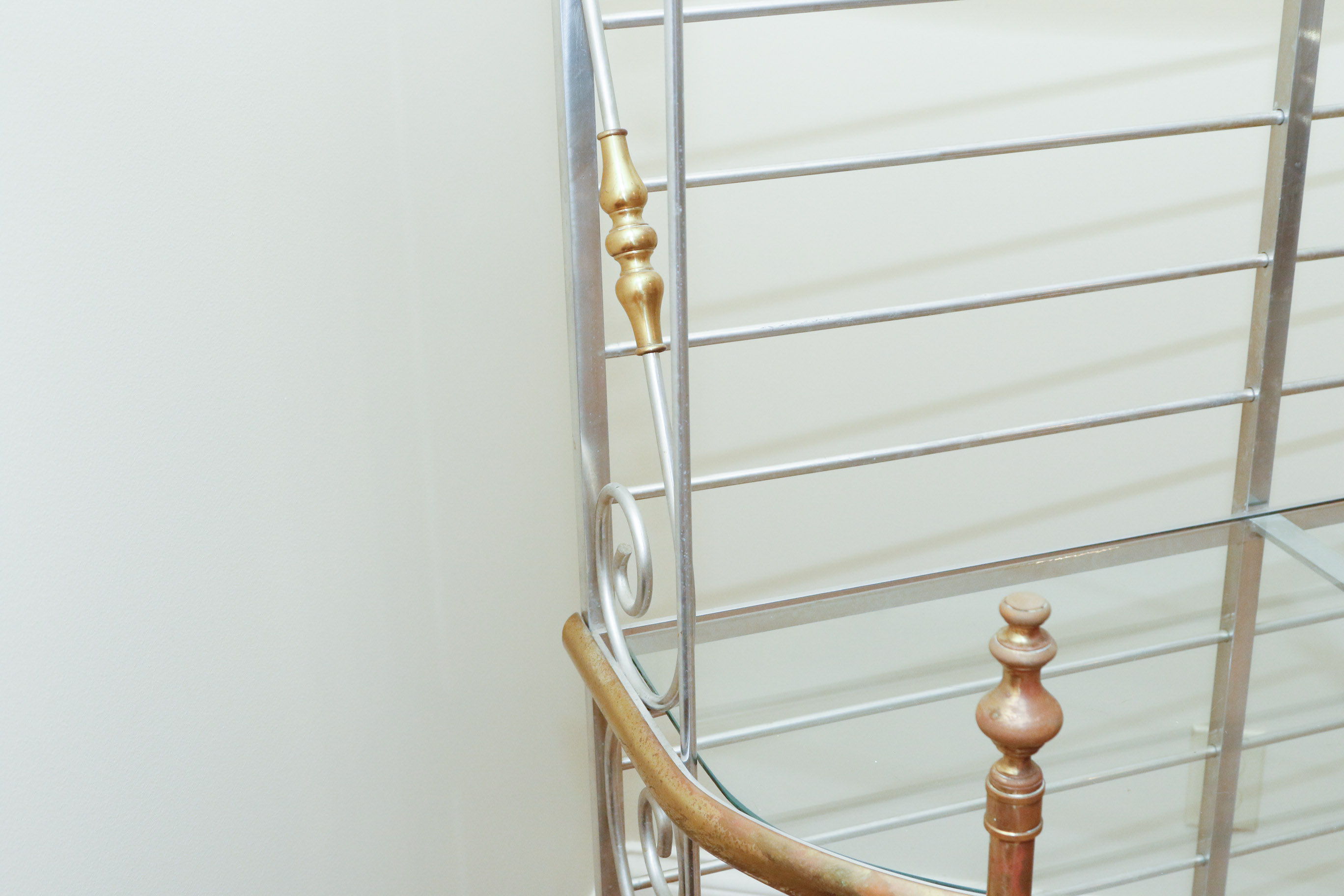 Steel, Brass and Glass Etagere
