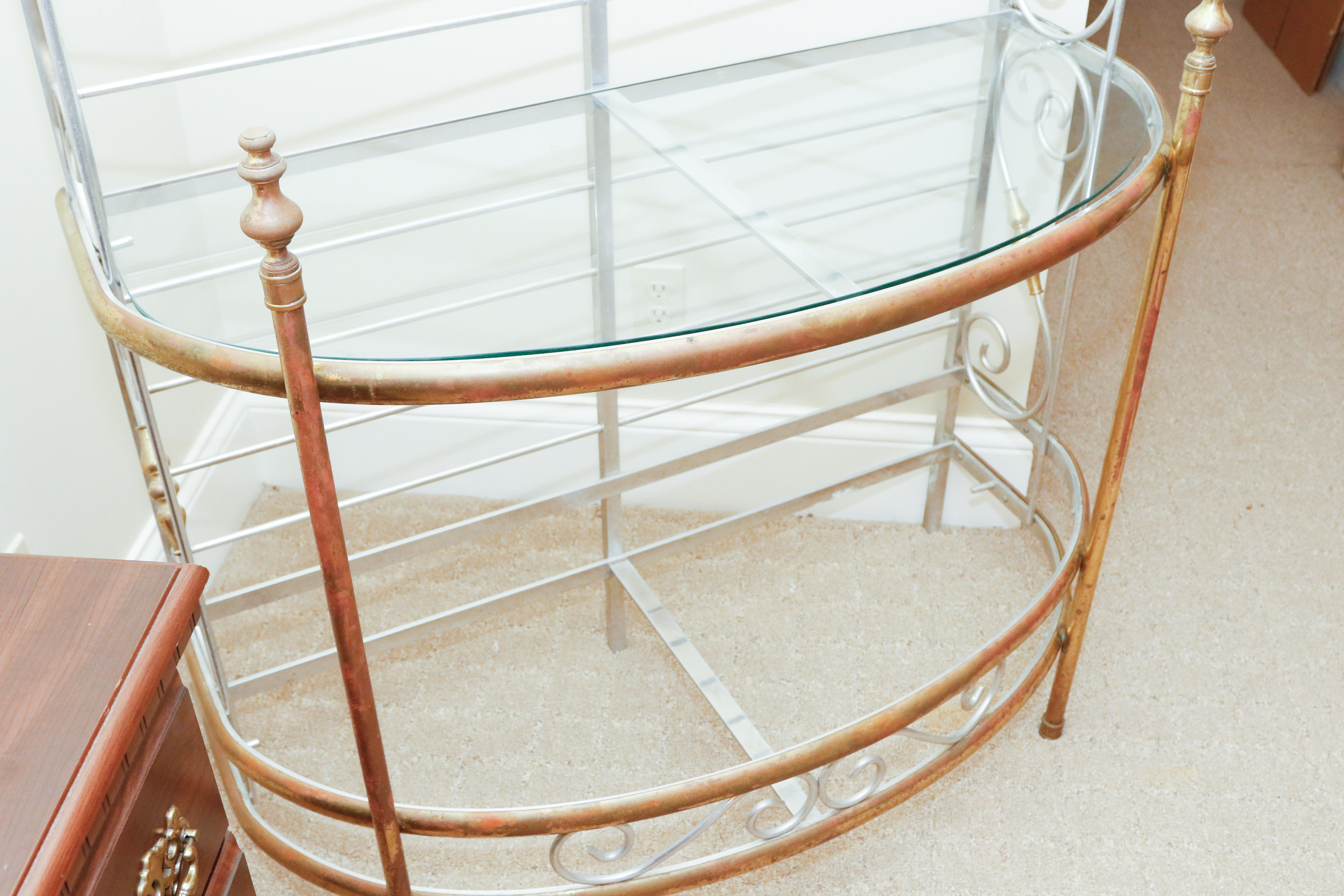 Steel, Brass and Glass Etagere