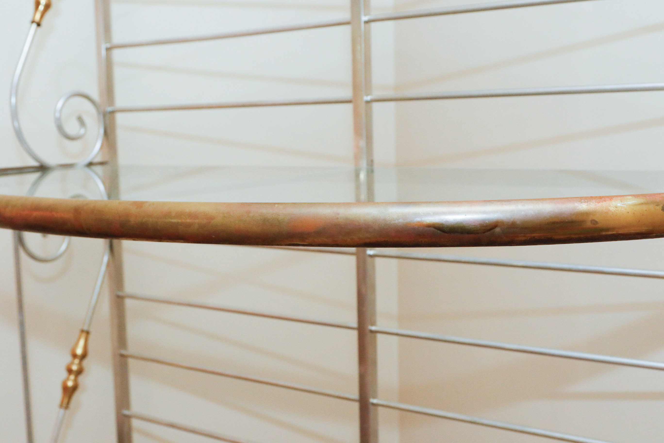 Steel, Brass and Glass Etagere