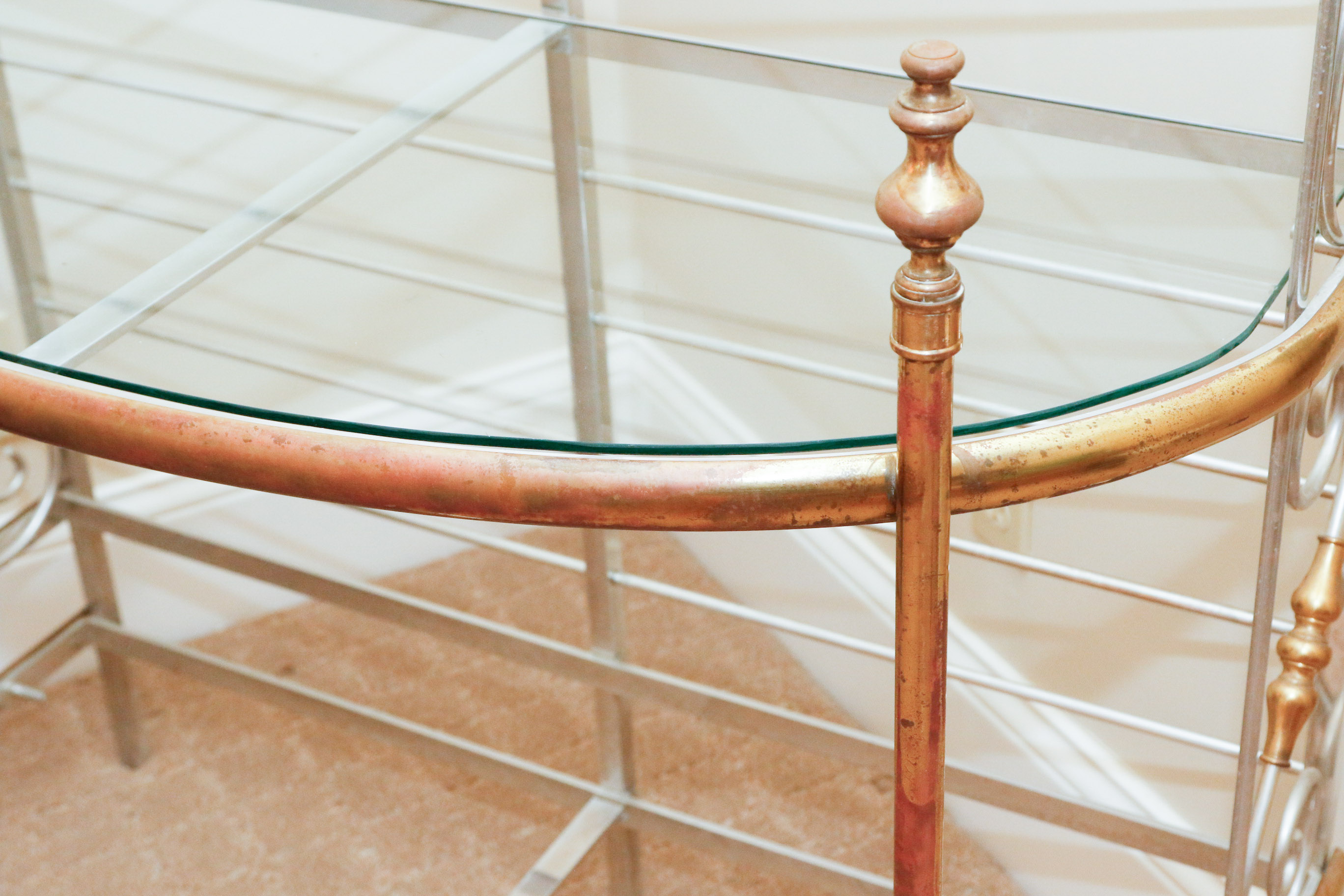 Steel, Brass and Glass Etagere