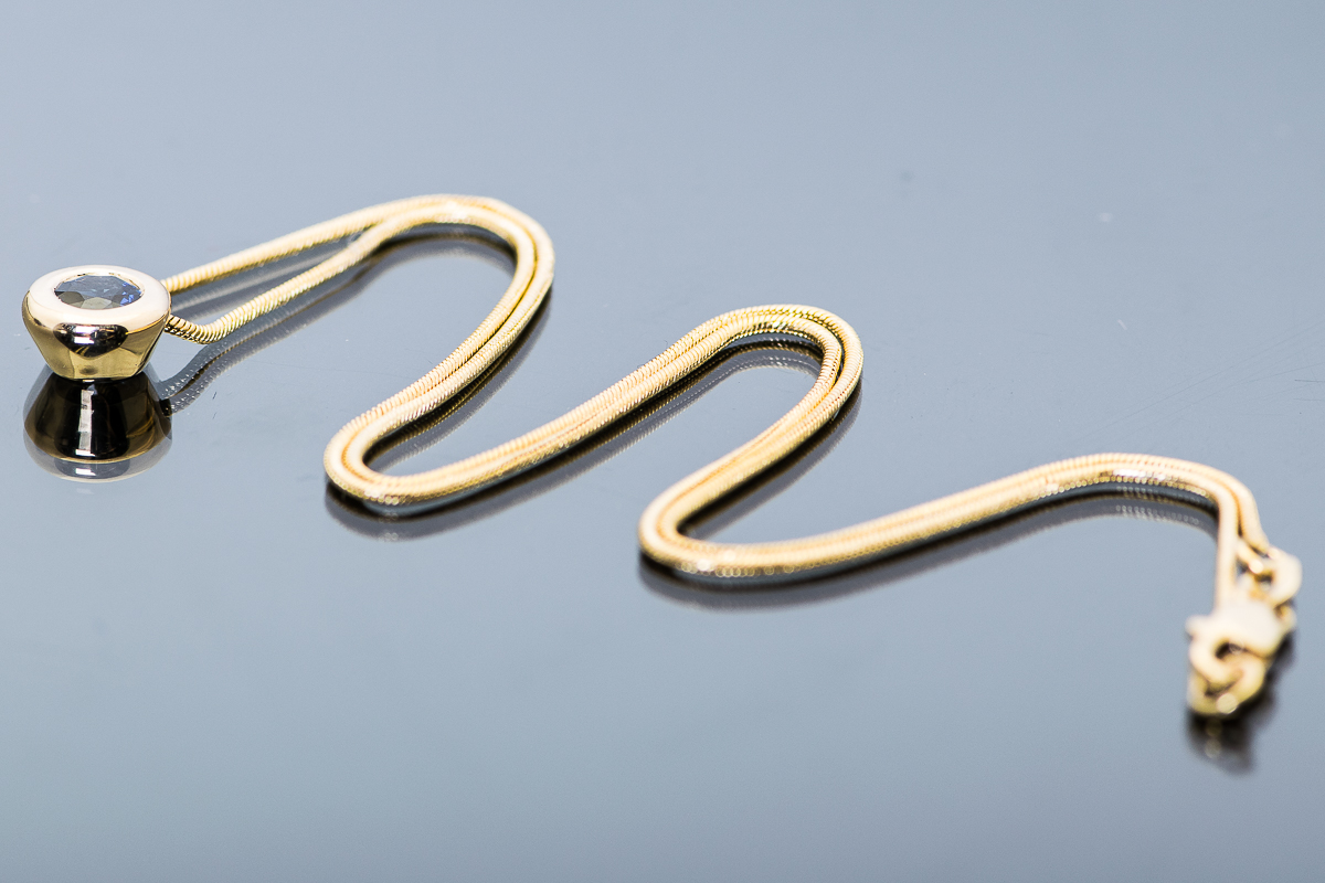 14K Yellow Gold and Deep Blue Sapphire Necklace