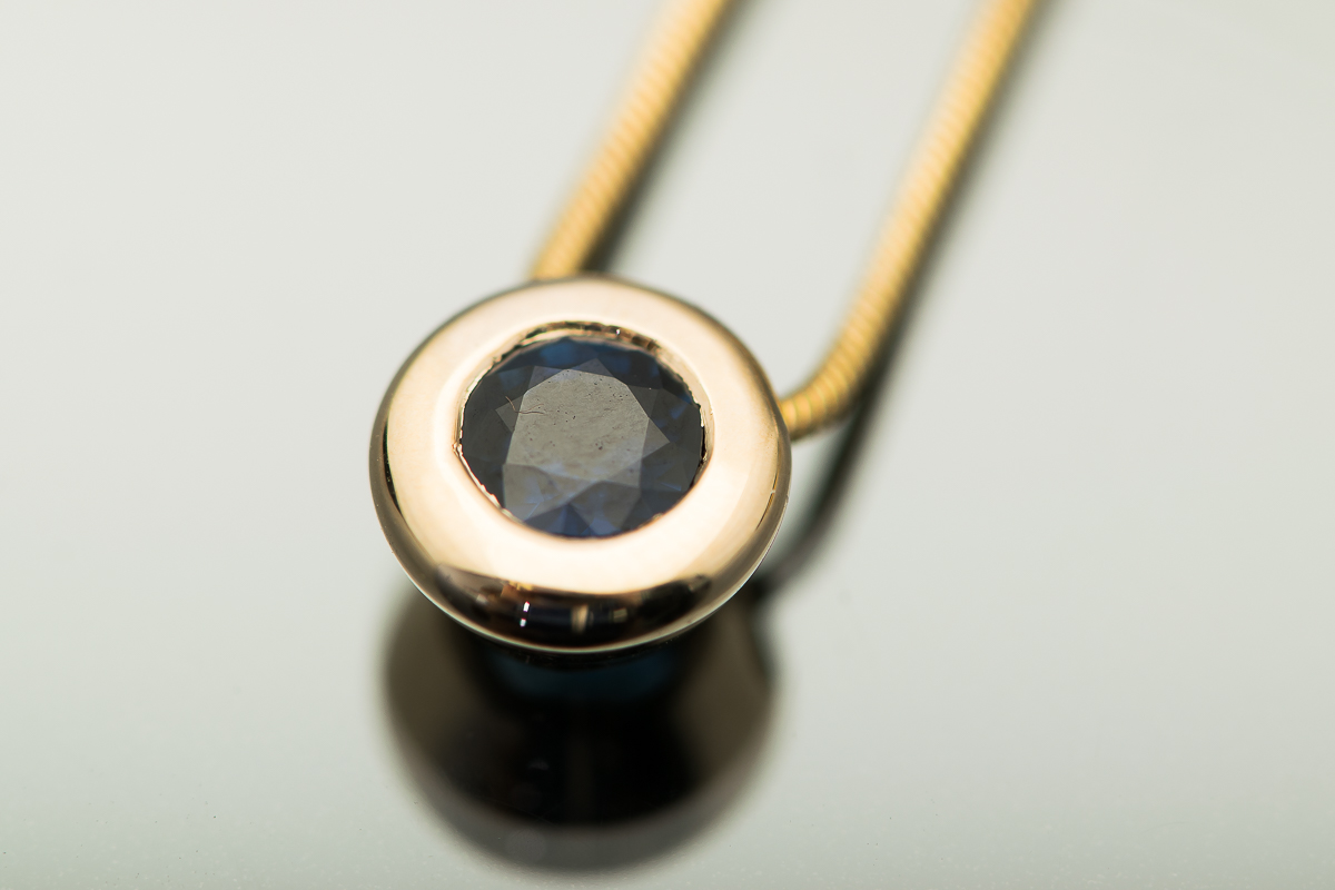 14K Yellow Gold and Deep Blue Sapphire Necklace