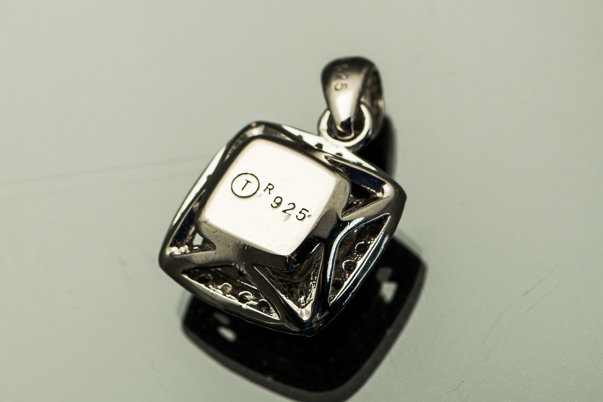 Sterling Silver, Cubic Zirconia and Synthetic Sapphire Halo Pendant