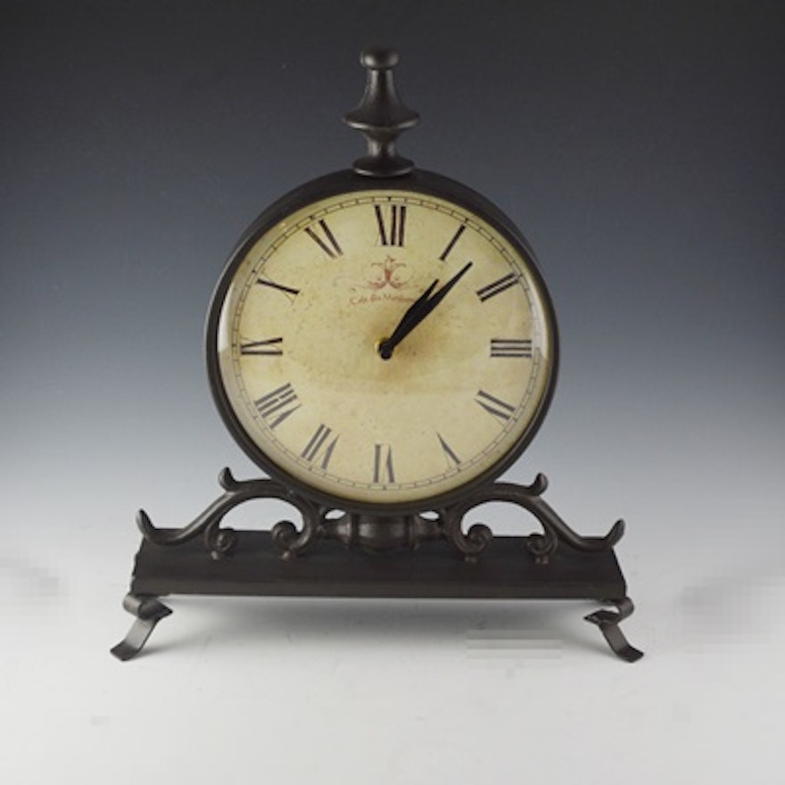 "Cafe des Marguerite" Metal Table Clock