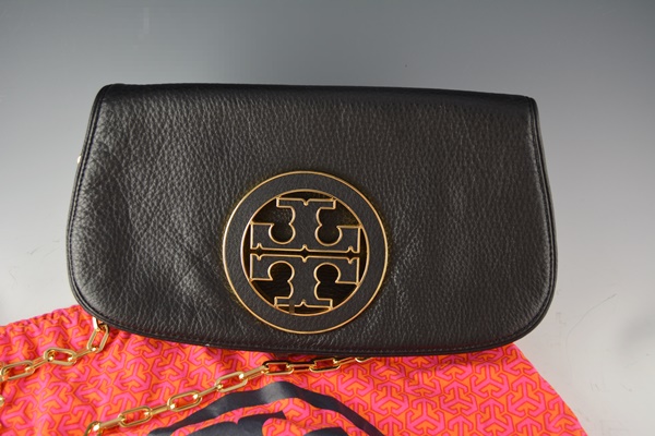 Tory Burch Black Leather Crossbody with Bold Insignia