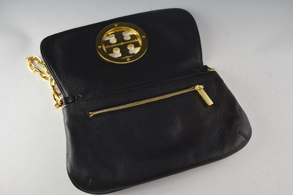Tory Burch Black Leather Crossbody with Bold Insignia
