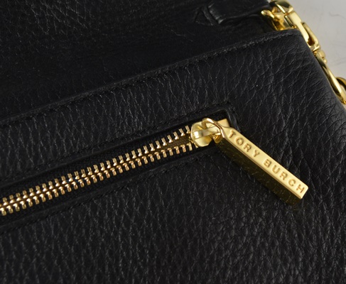 Tory Burch Black Leather Crossbody with Bold Insignia