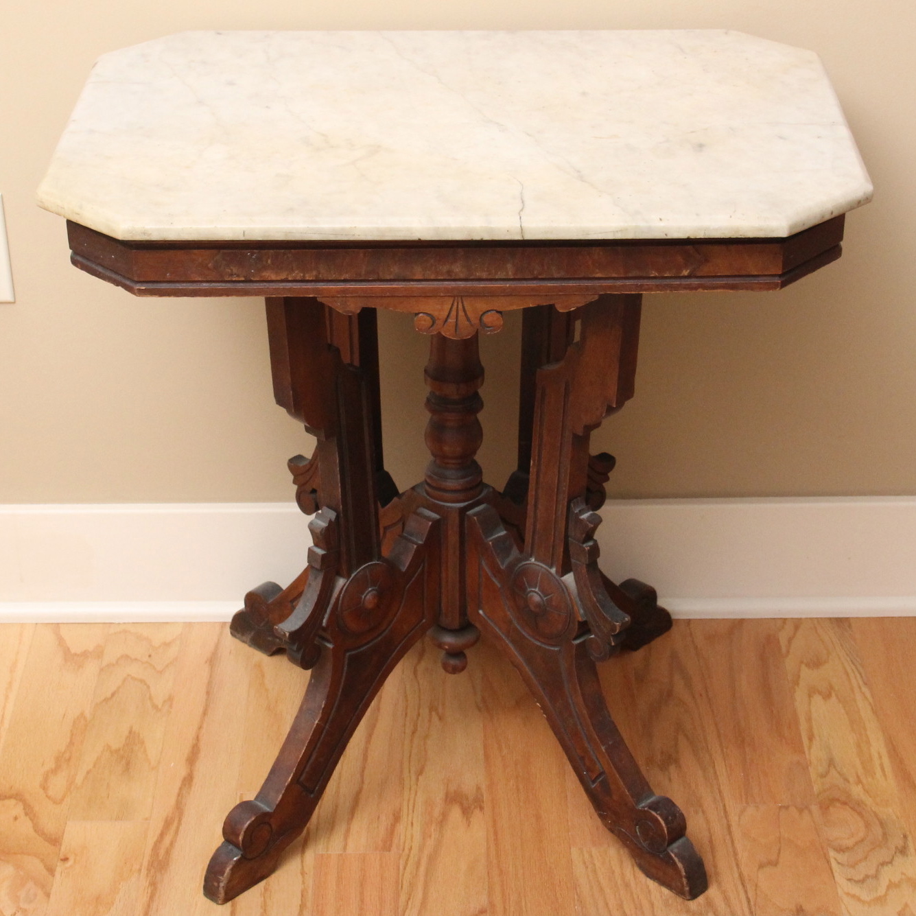 Antique Eastlake Marble Top Parlor Table
