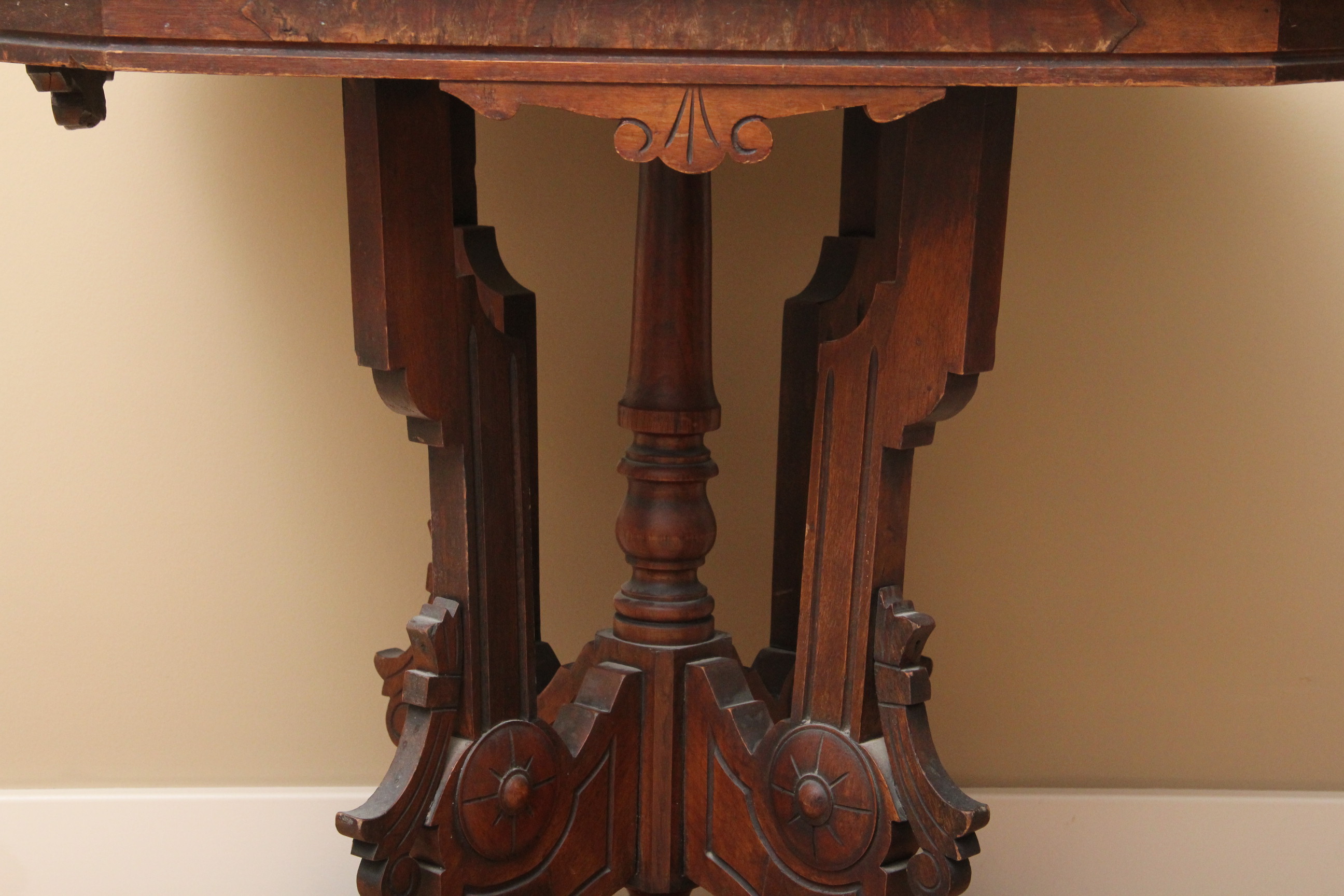 Antique Eastlake Marble Top Parlor Table