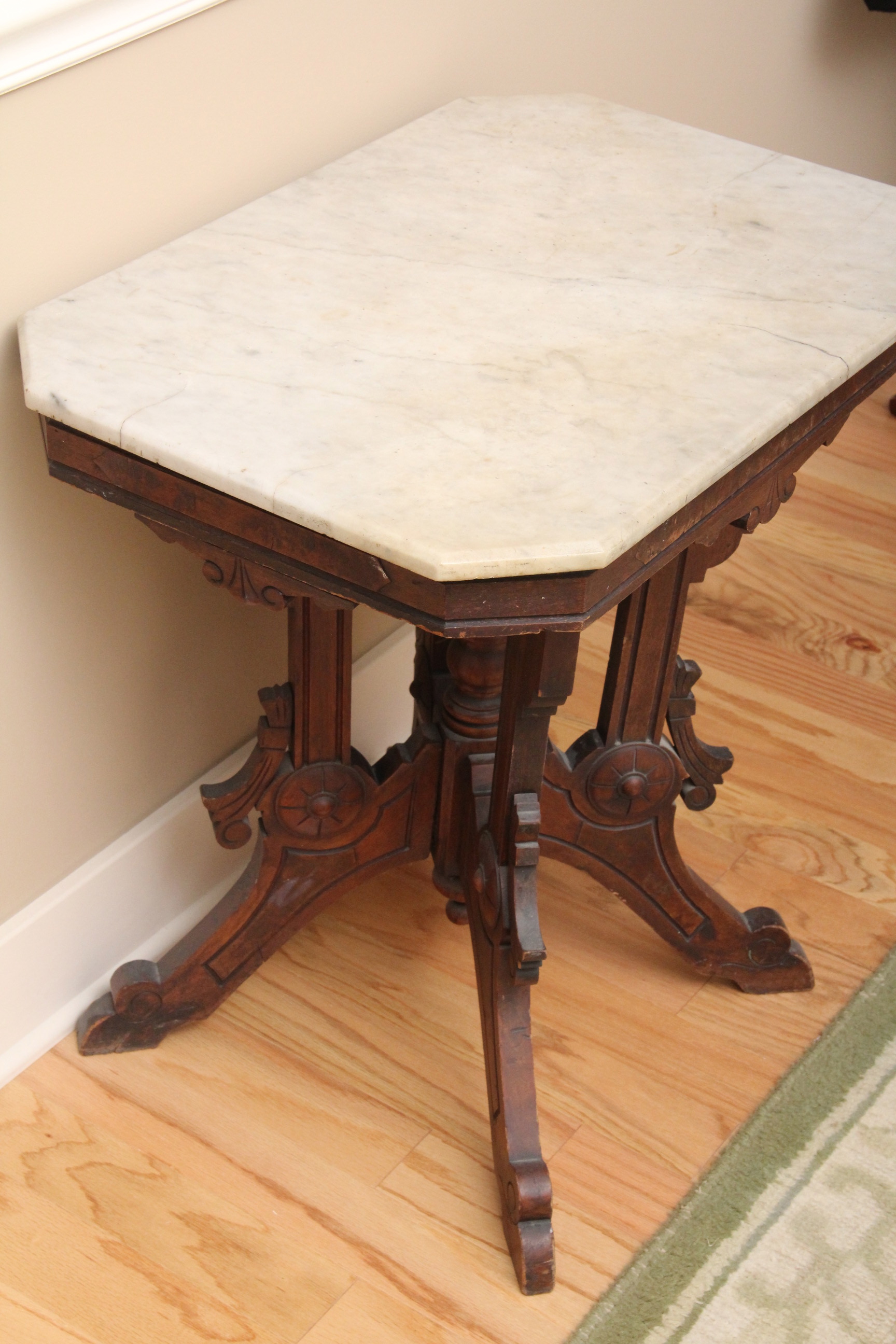 Antique Eastlake Marble Top Parlor Table