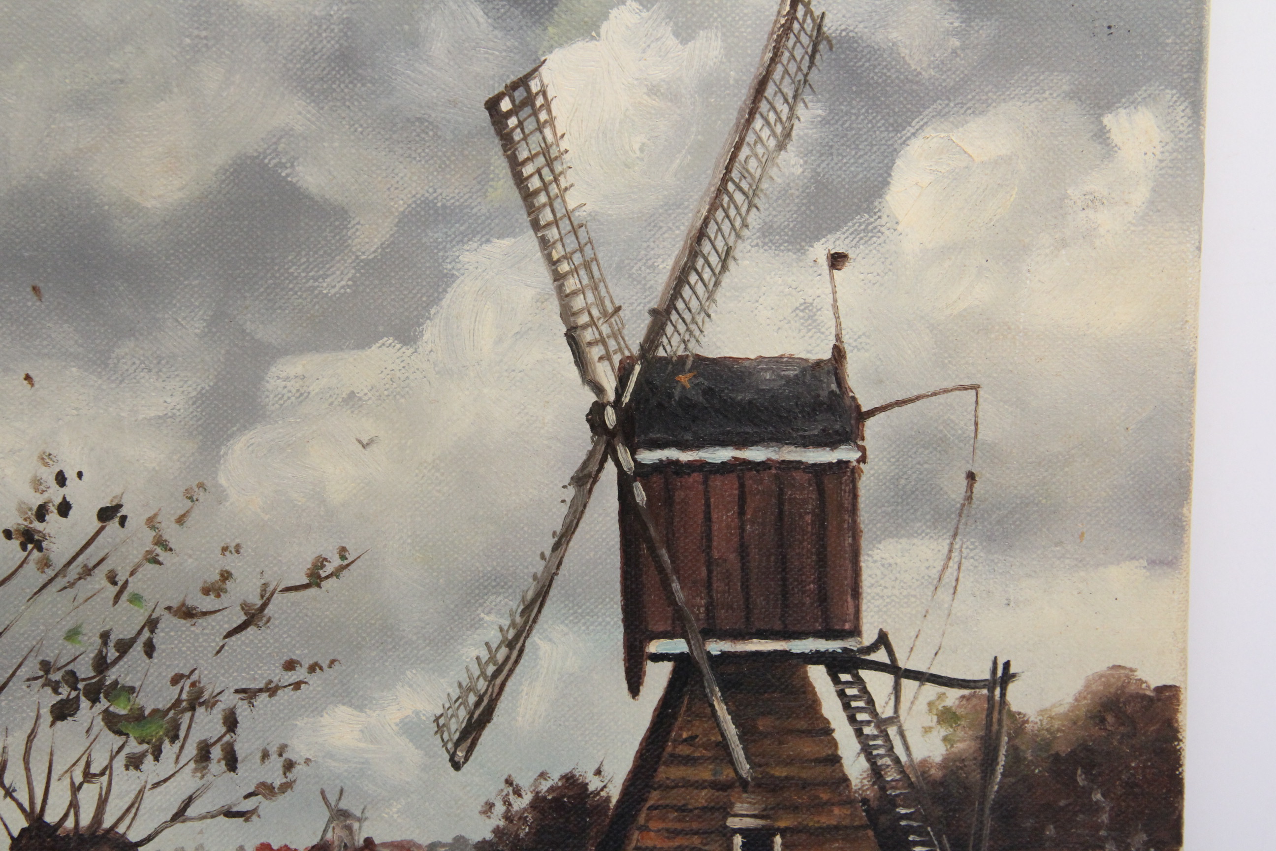 Signed Joseph Brocken Windmill Oil Painting