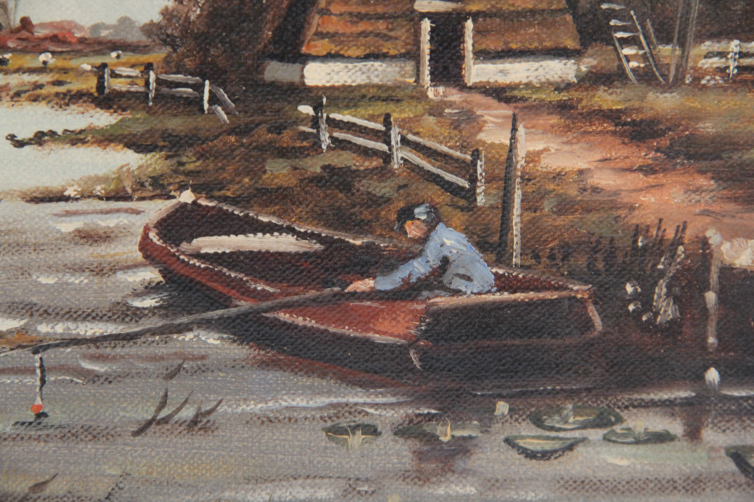 Signed Joseph Brocken Windmill Oil Painting