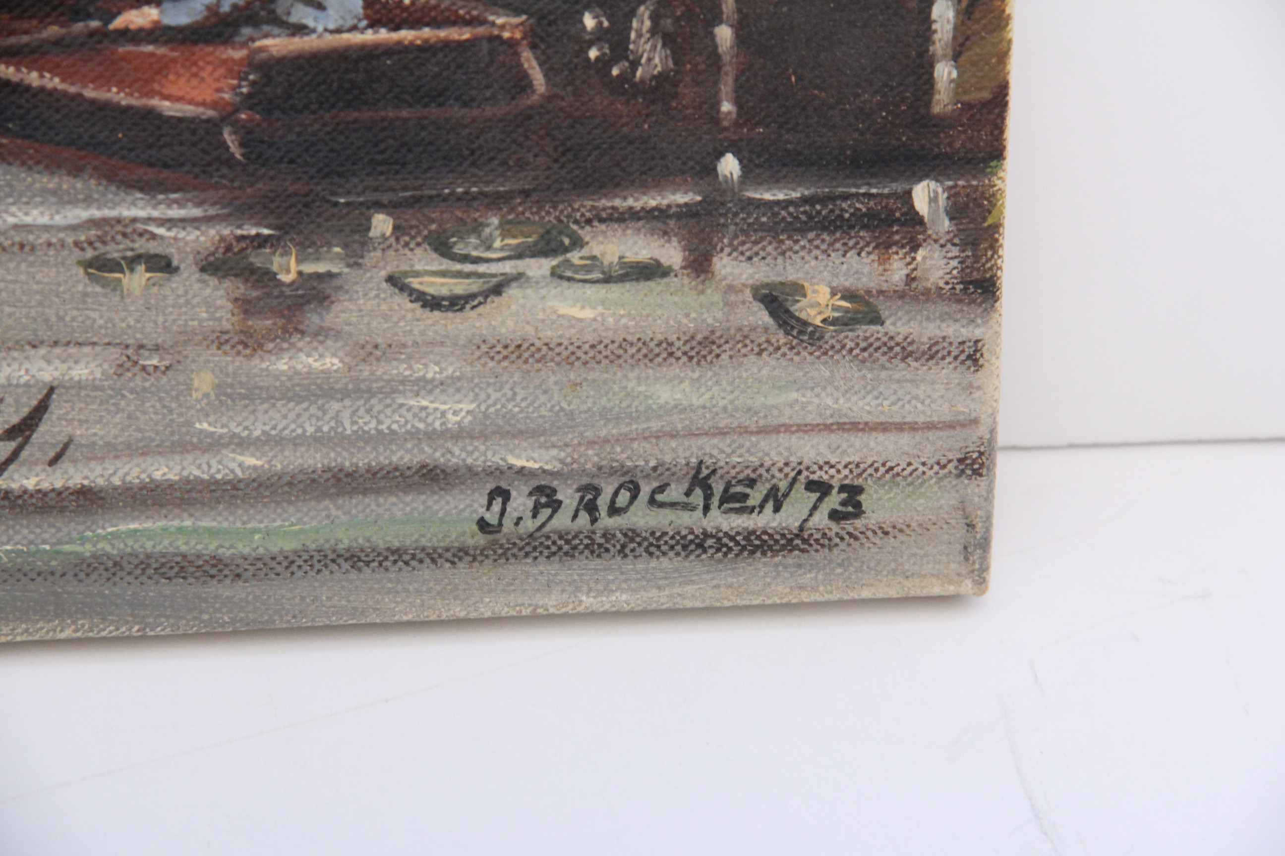 Signed Joseph Brocken Windmill Oil Painting