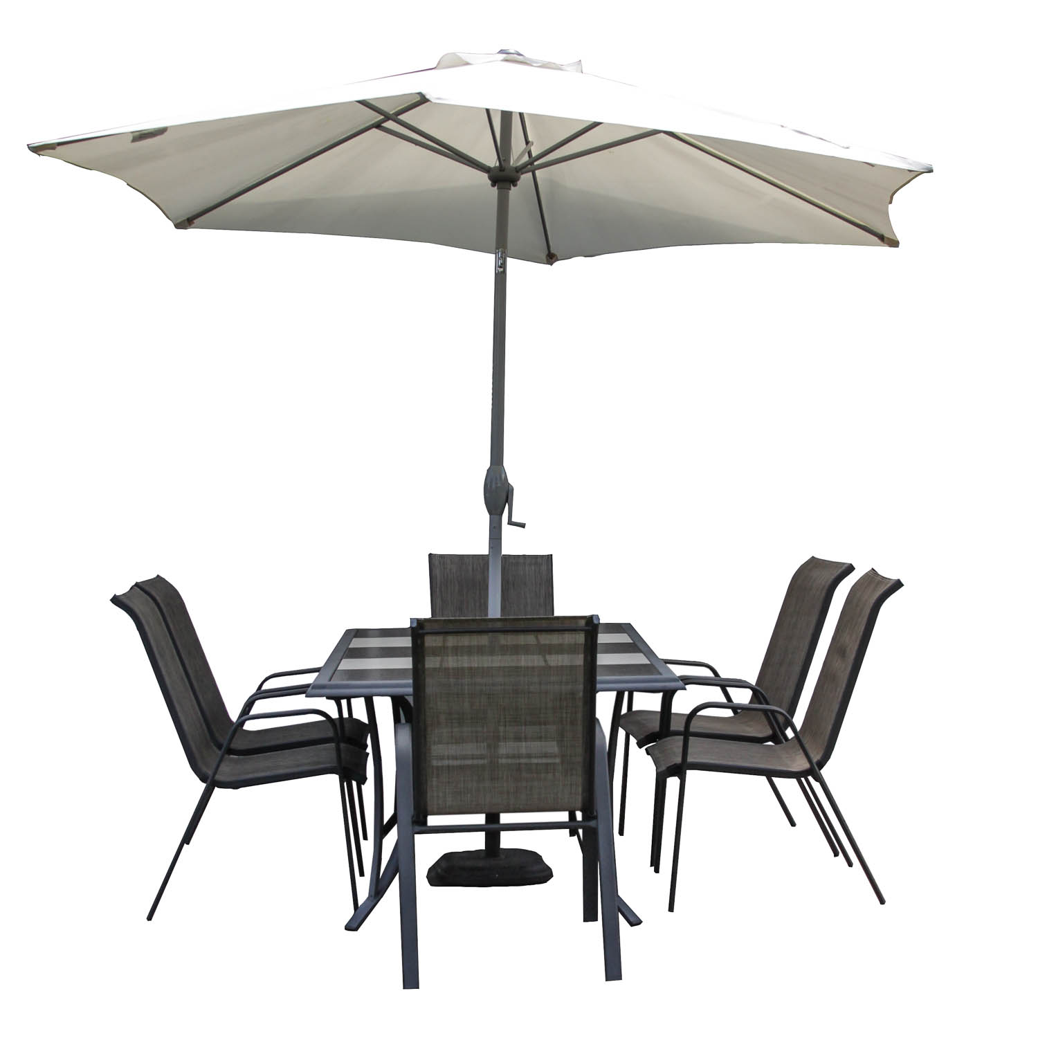 Outdoor Table, Chairs and Umbrella