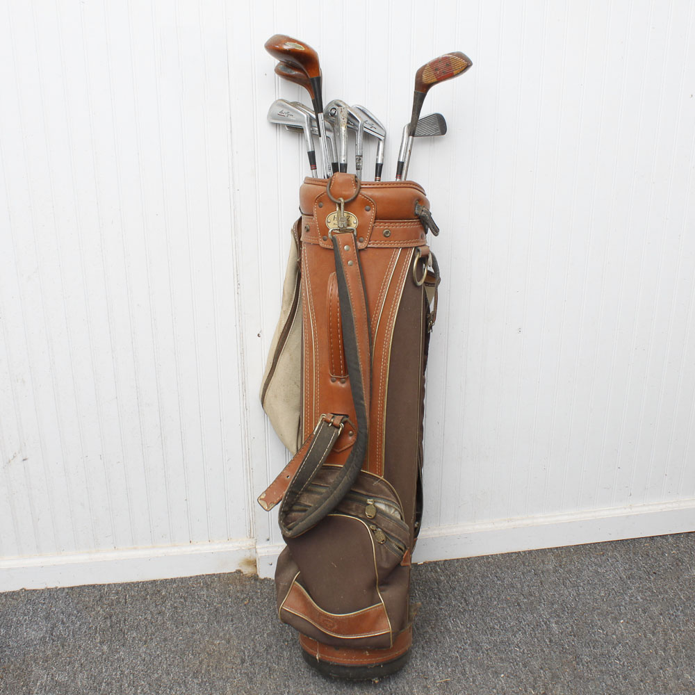 Vintage Golf Clubs And Bag Featuring Ben Hogan