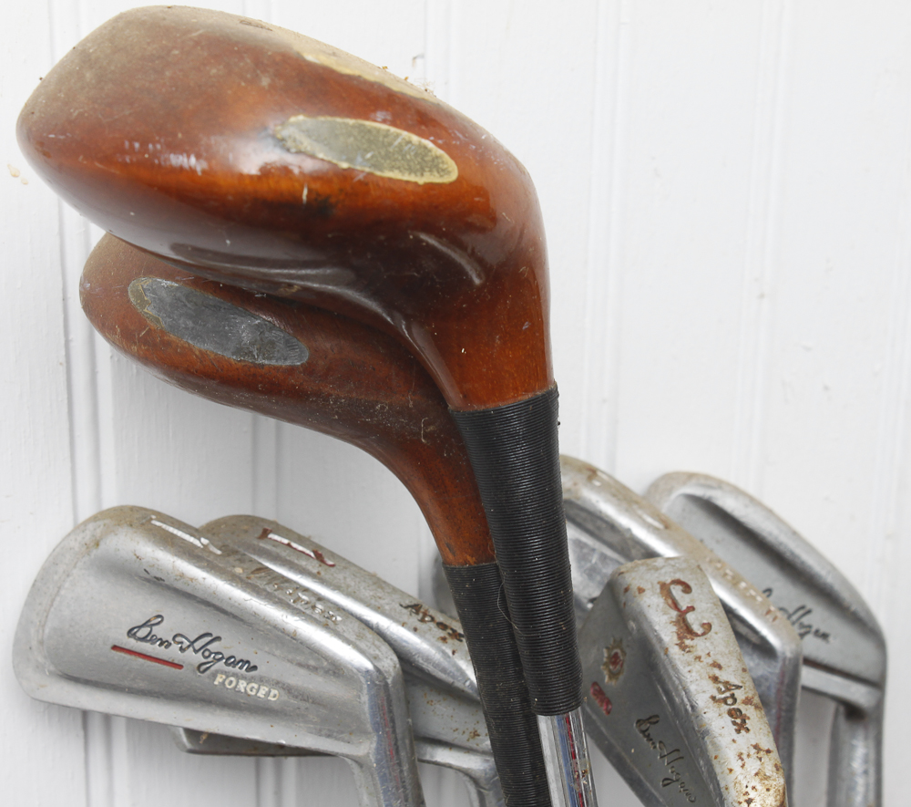 Vintage Golf Clubs And Bag Featuring Ben Hogan