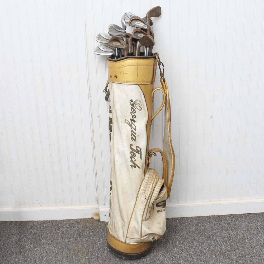 Vintage Georgia Tech Golf Bag And Golf Clubs