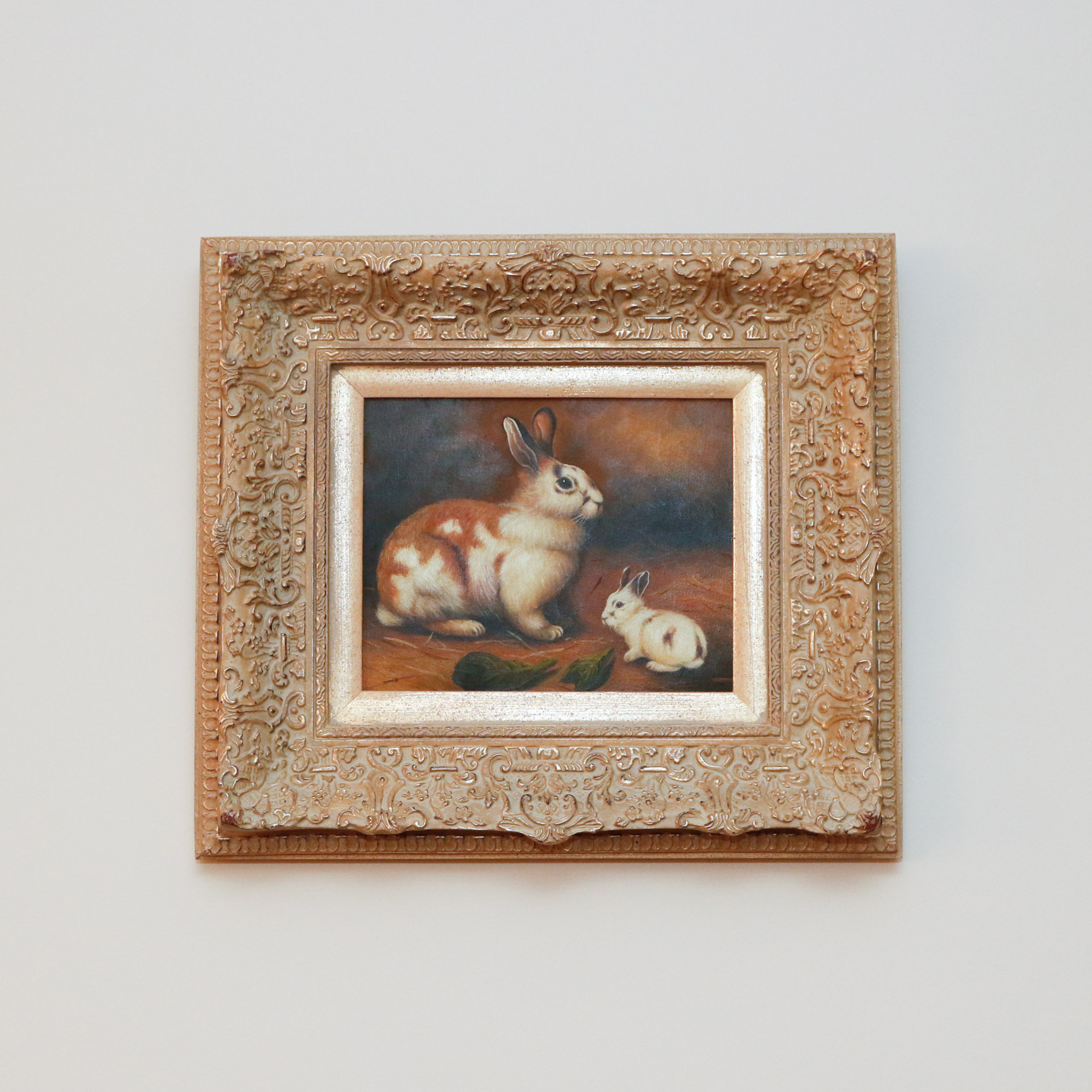 Oil on Canvas of Hare and Baby Kit