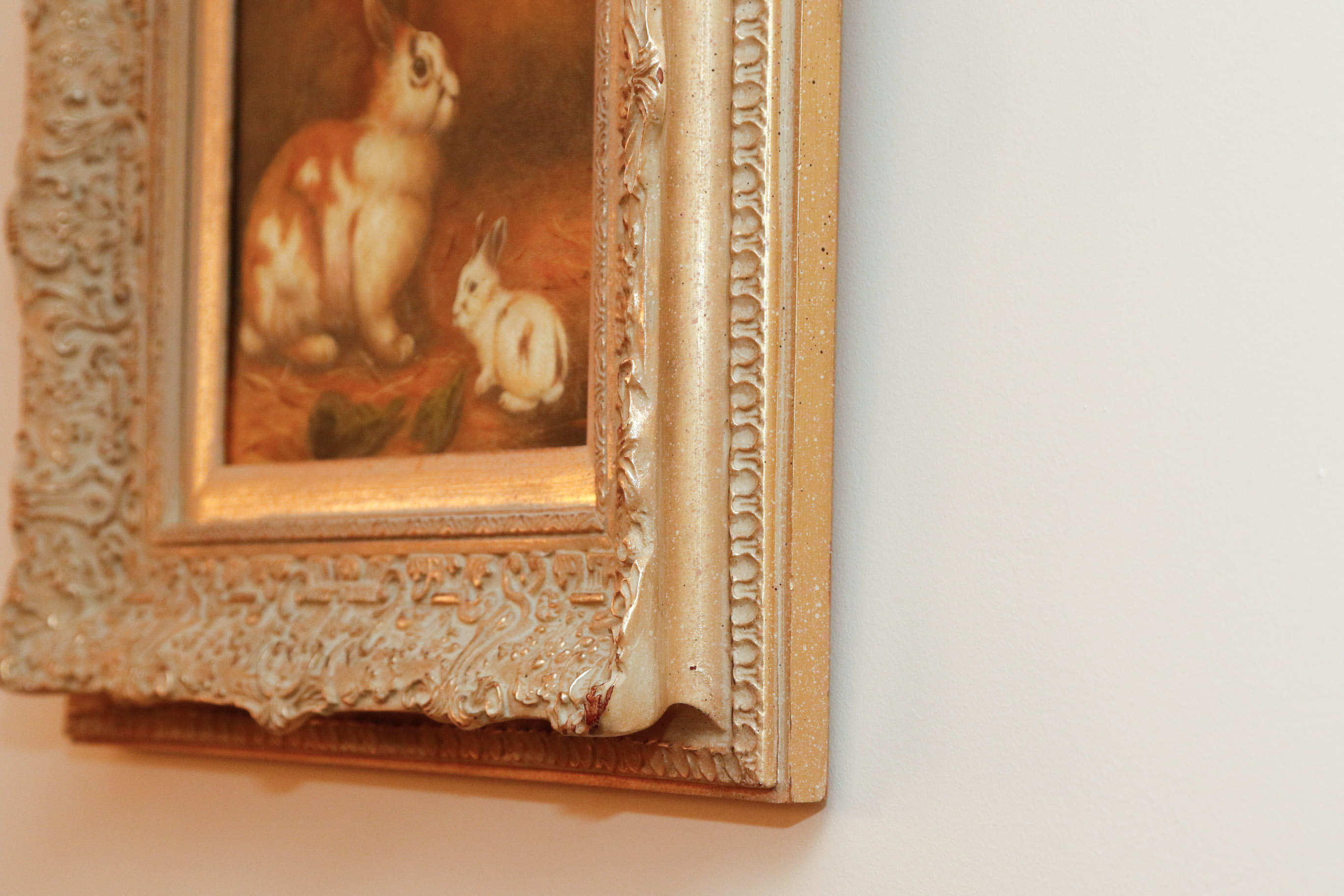 Oil on Canvas of Hare and Baby Kit