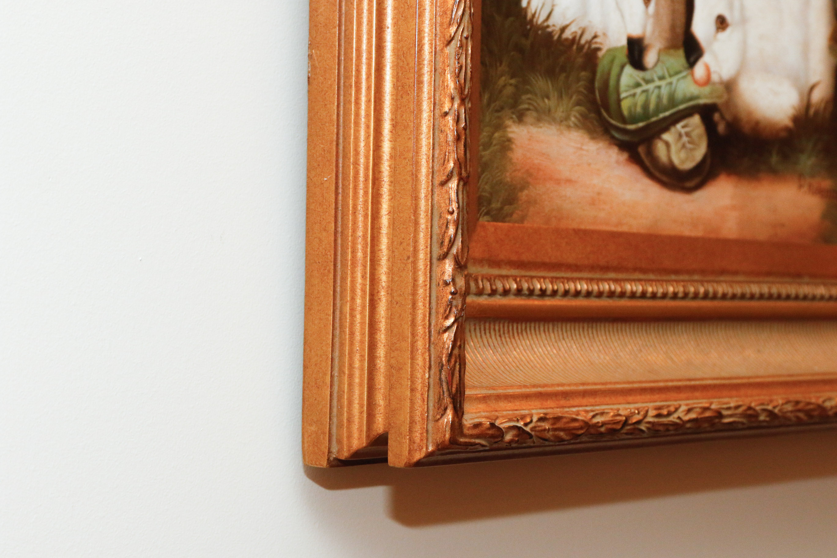 P. Rolence Folk Art Print on Canvas of Himalayan Rabbits Eating Cabbage