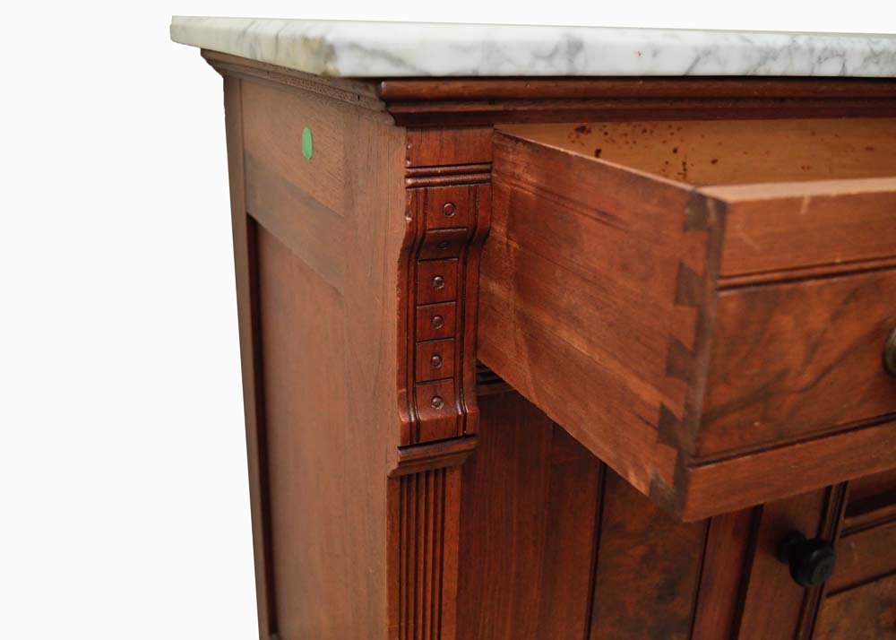 Antique Marble Top Victorian Walnut Washstand