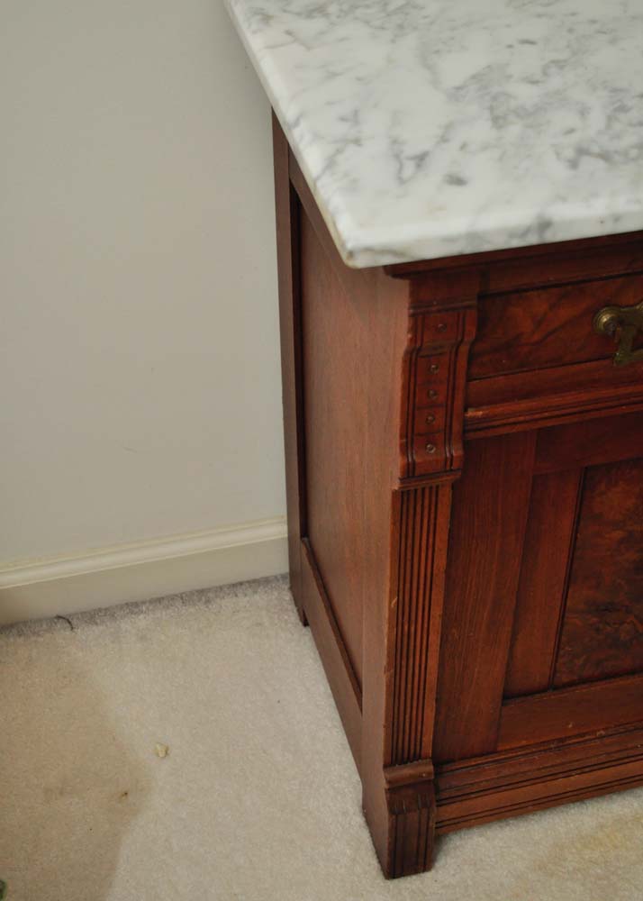 Antique Marble Top Victorian Walnut Washstand