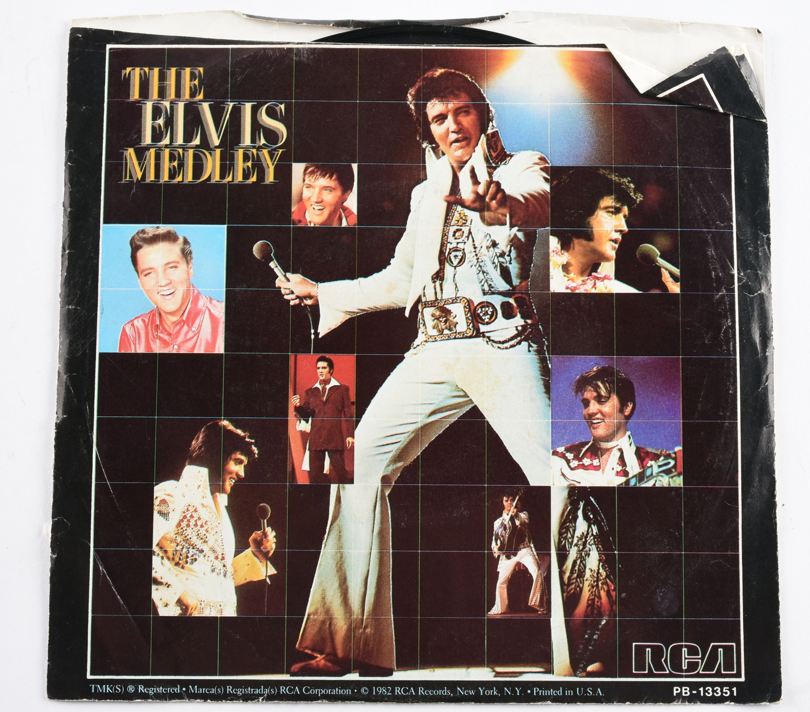 Elvis Presley "The Elvis Medley" Black Label 45 Record with Cover