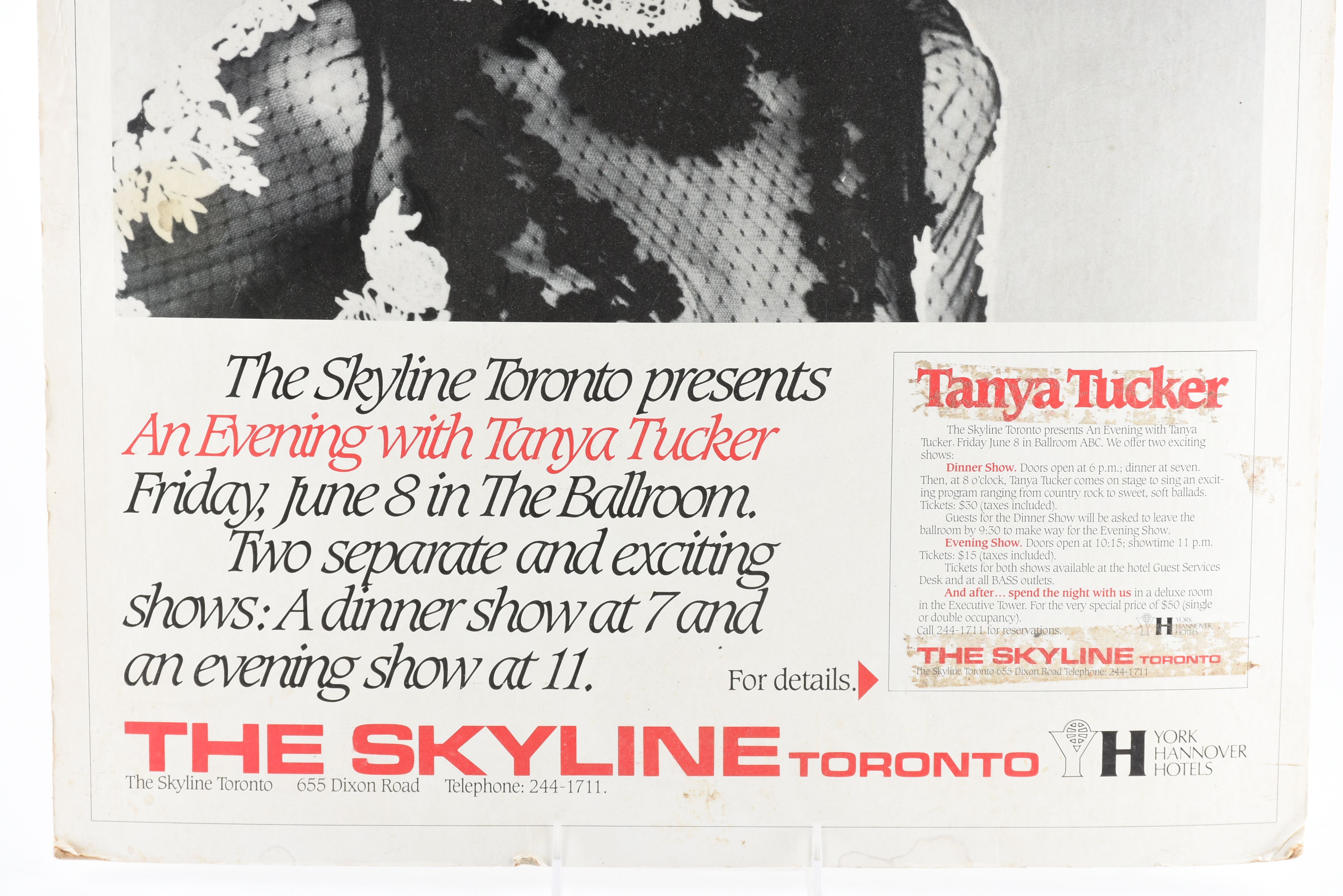 Vintage Tanya Tucker Toronto Show Poster on Board