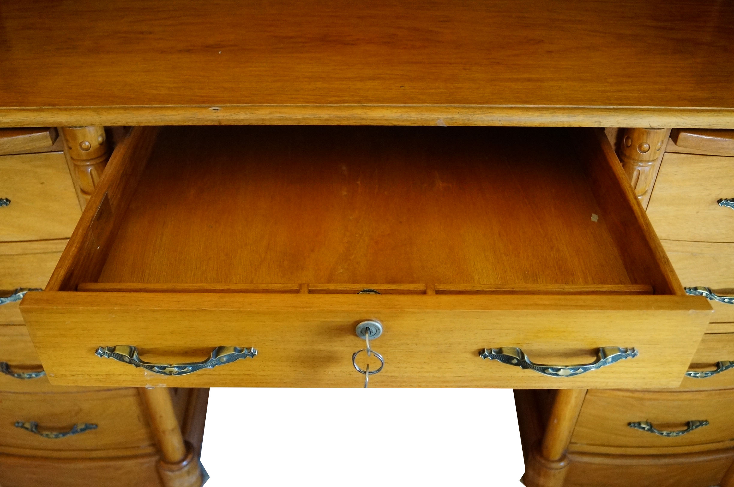 Roll Top Desk in Philippine Narra Wood with Hand Carved Details