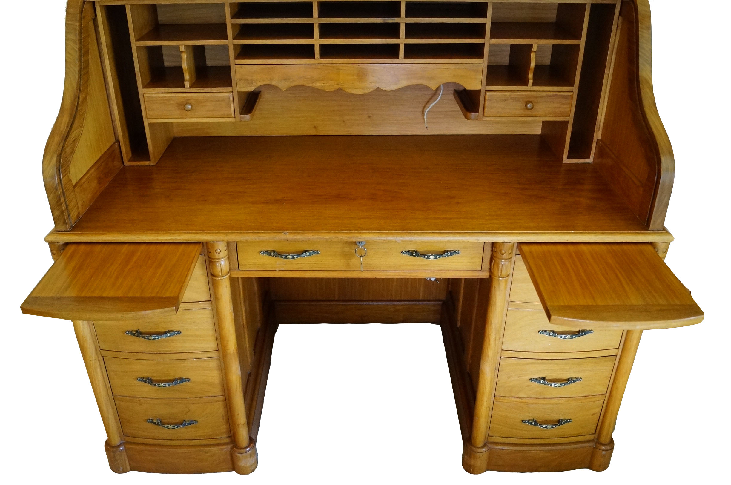 Roll Top Desk in Philippine Narra Wood with Hand Carved Details