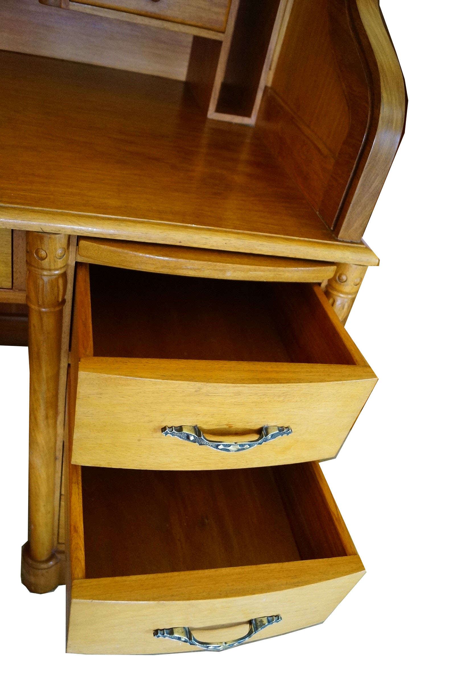 Roll Top Desk in Philippine Narra Wood with Hand Carved Details