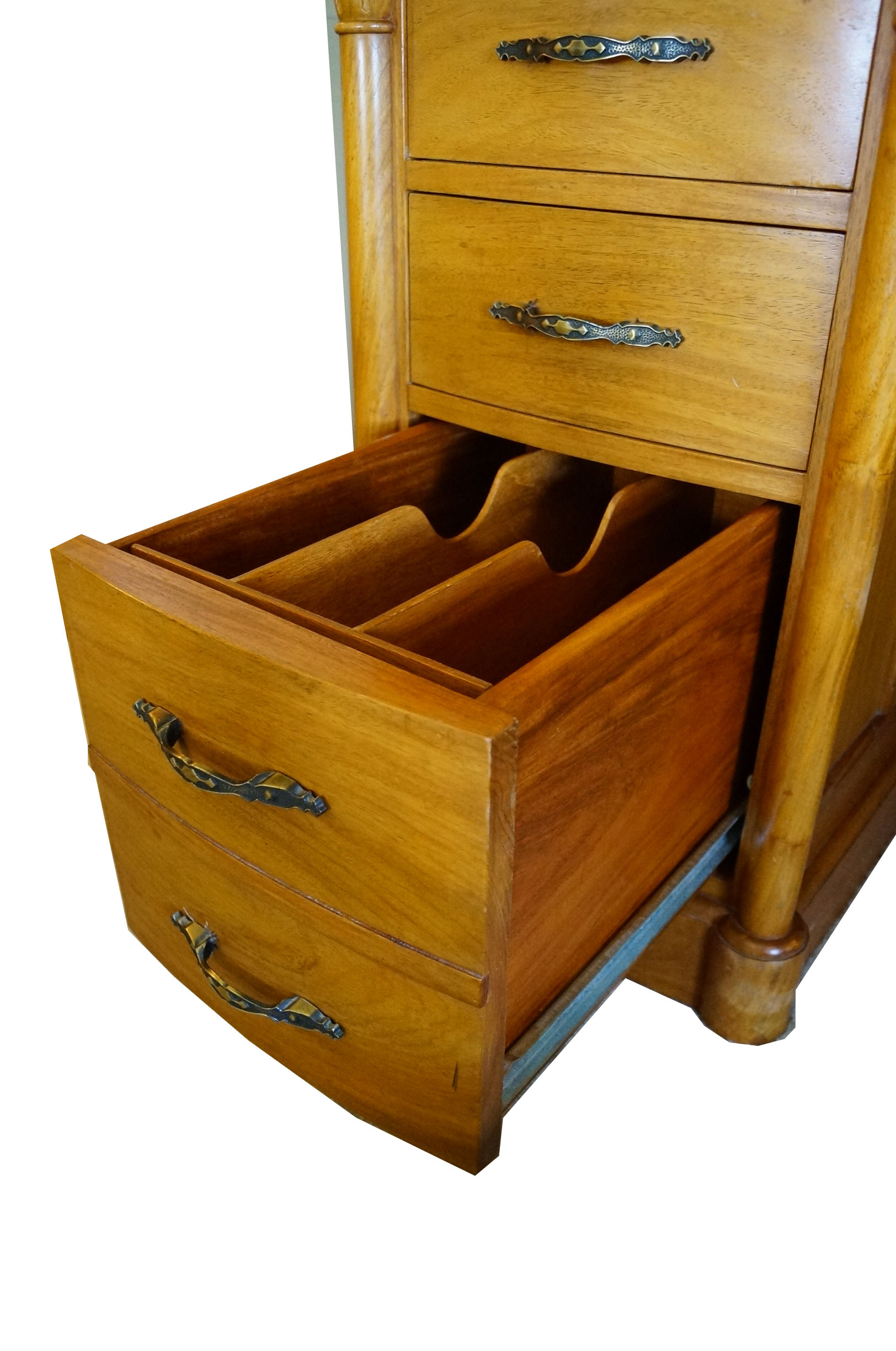 Roll Top Desk in Philippine Narra Wood with Hand Carved Details
