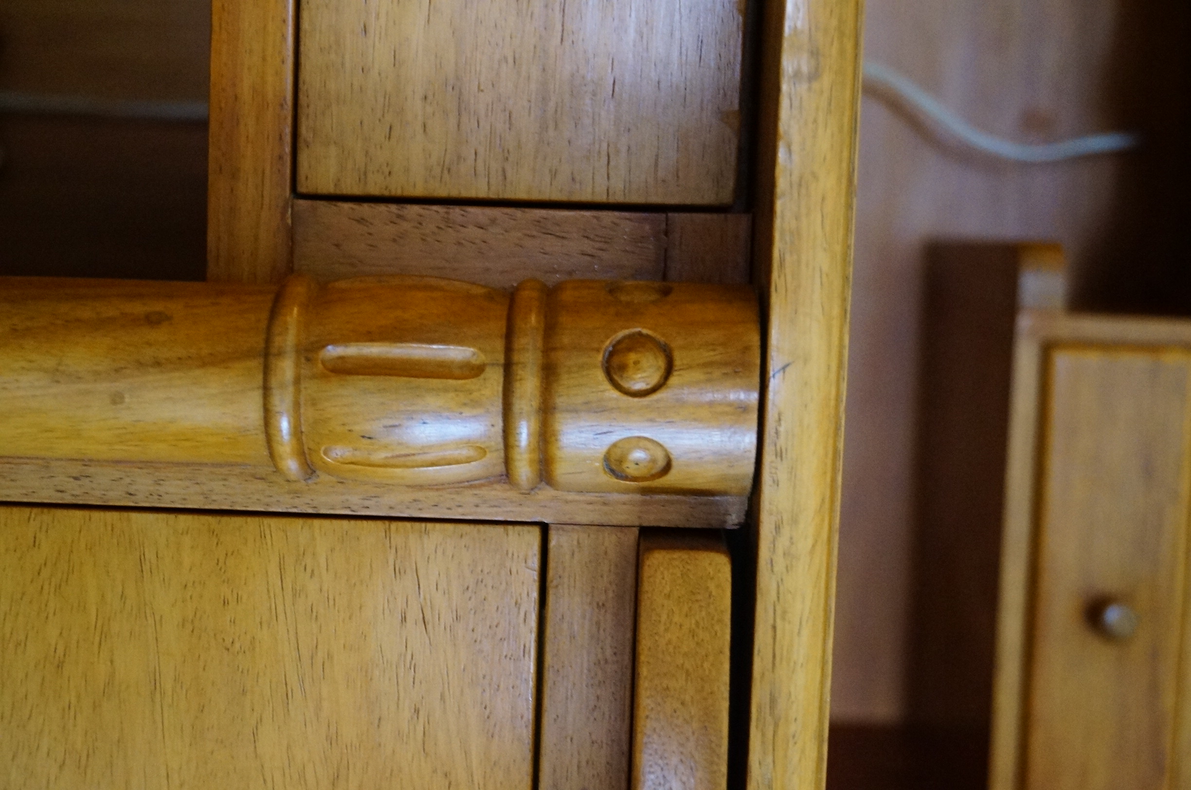 Roll Top Desk in Philippine Narra Wood with Hand Carved Details