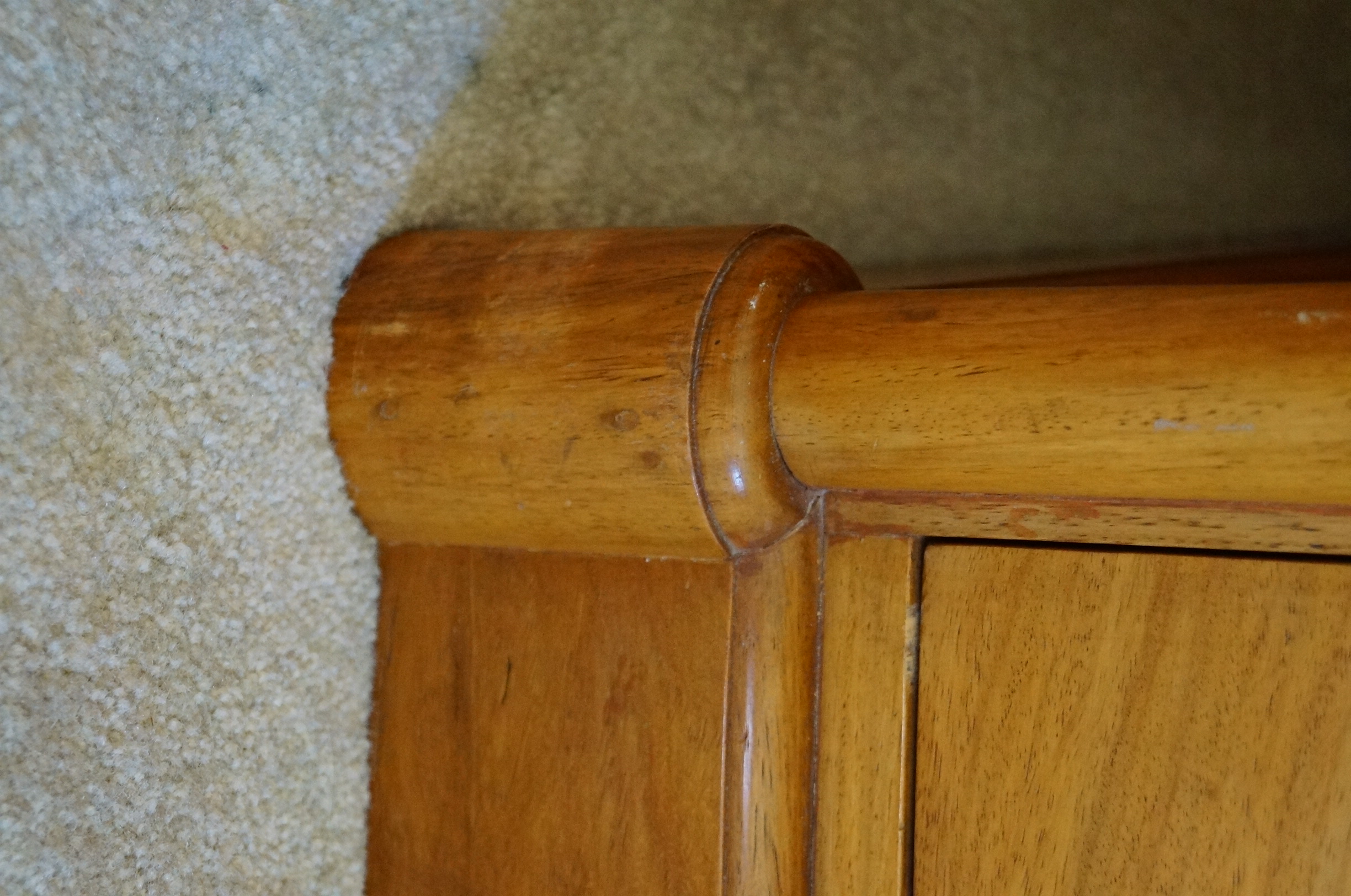 Roll Top Desk in Philippine Narra Wood with Hand Carved Details