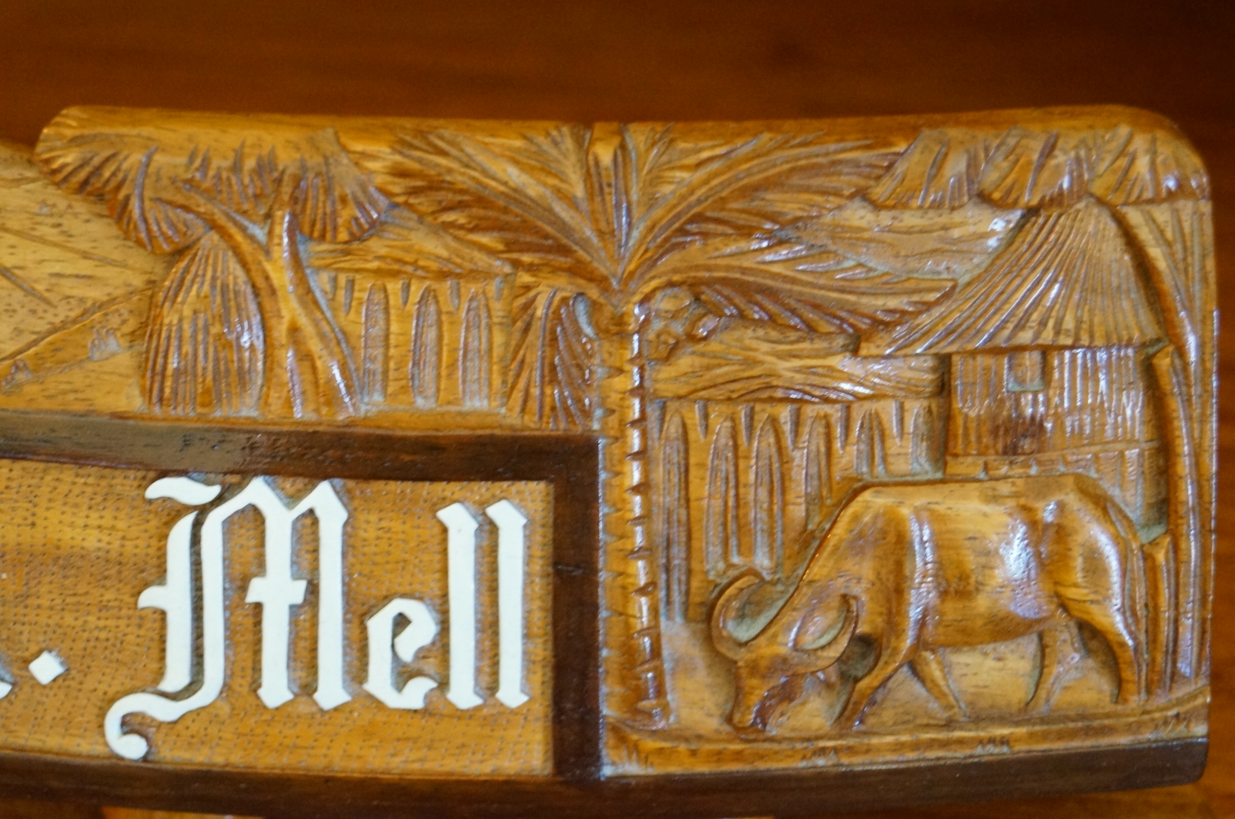 Roll Top Desk in Philippine Narra Wood with Hand Carved Details