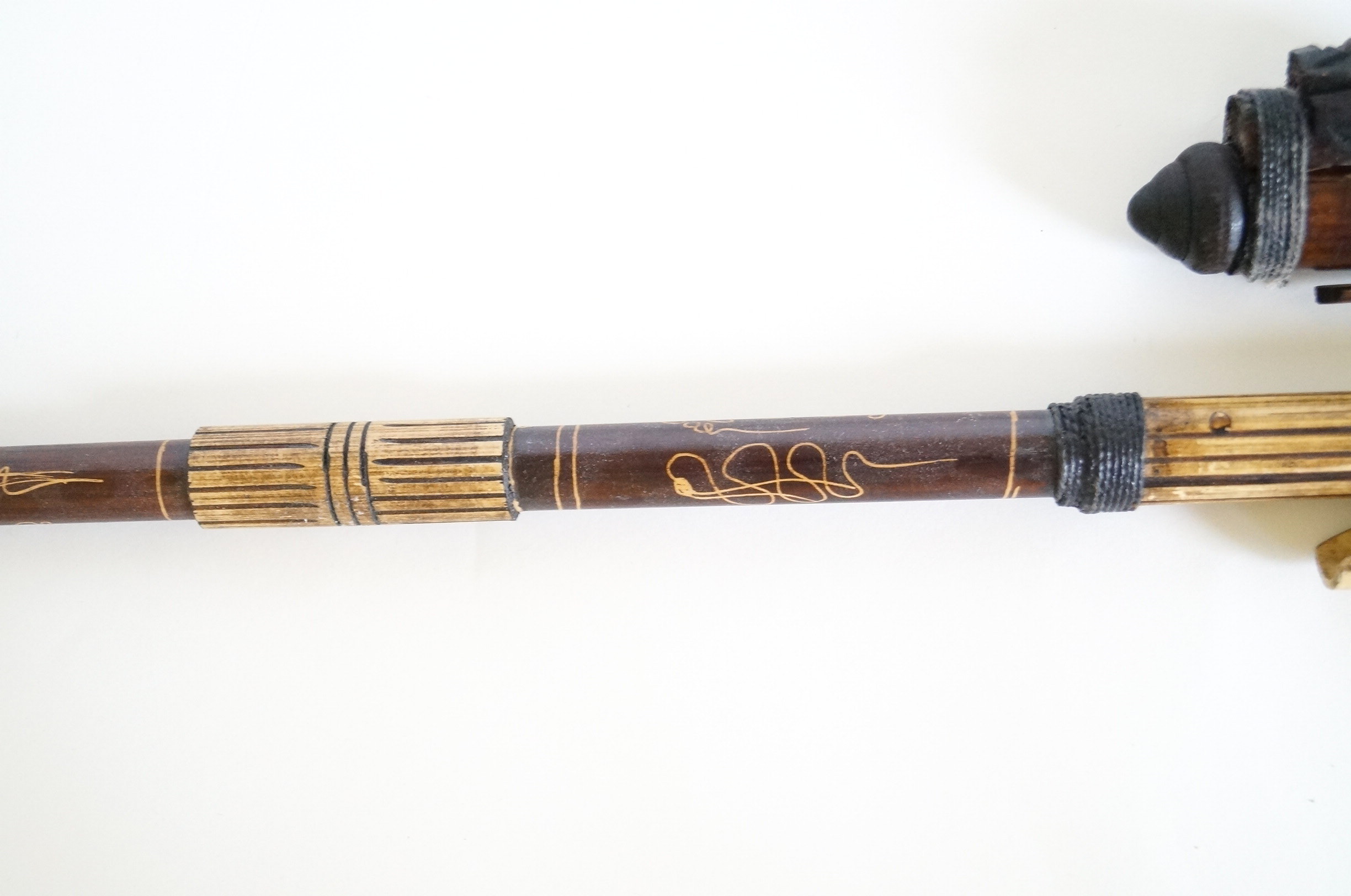 Handcrafted Indonesian Tribal Blow Dart Gun, Darts and Pouch