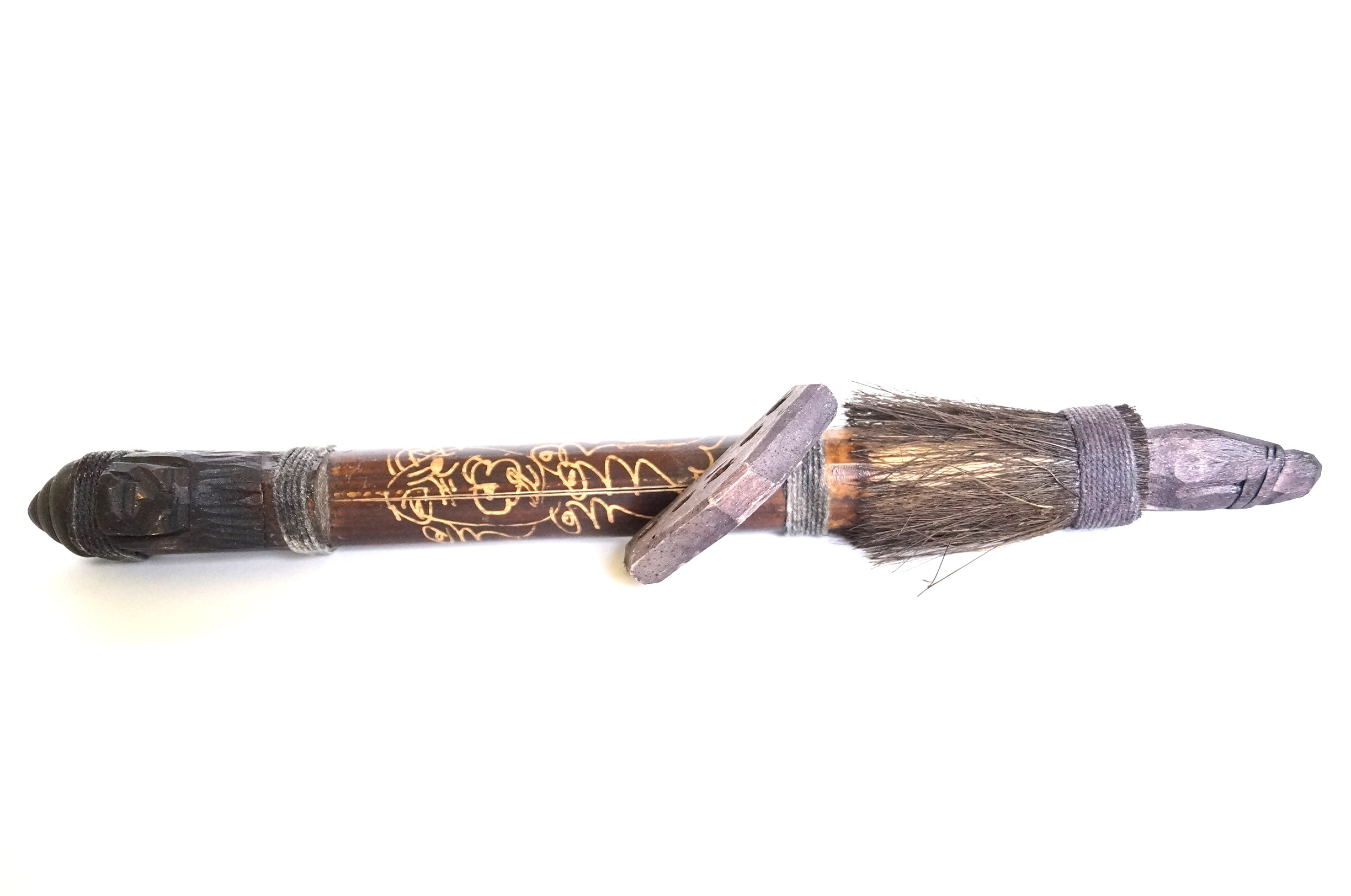 Handcrafted Indonesian Tribal Blow Dart Gun, Darts and Pouch