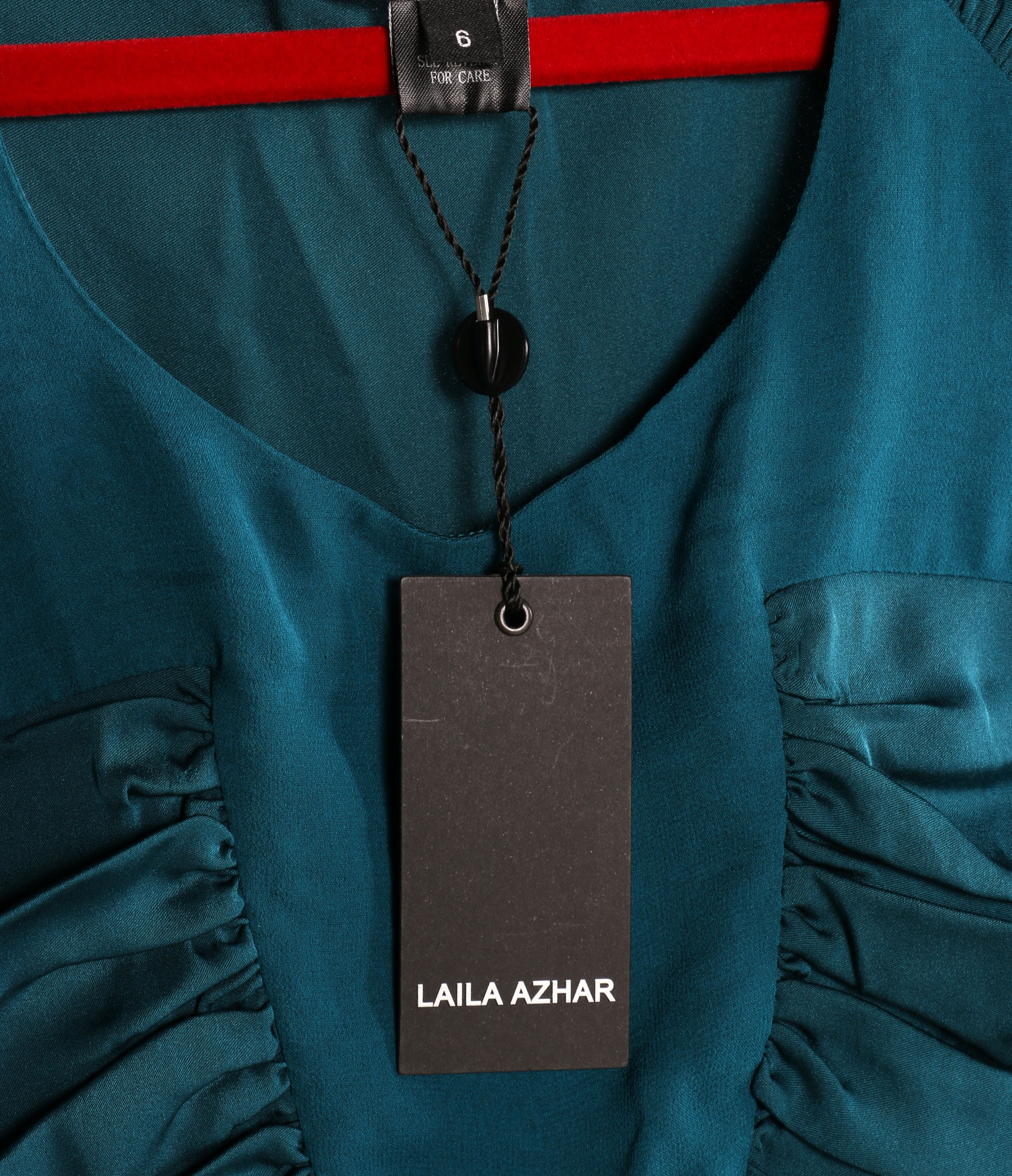 Laila Azhar Teal Ruched Cocktail Dress