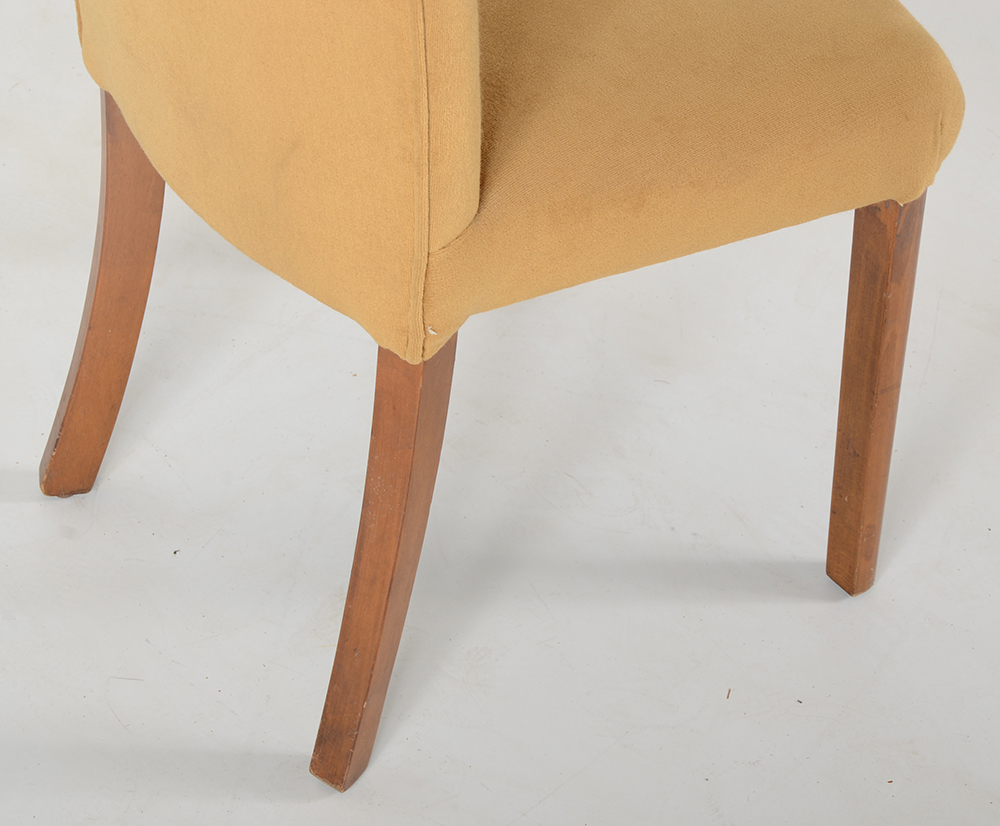 Set of Six Upholstered Dining Chairs in Camel Velvet
