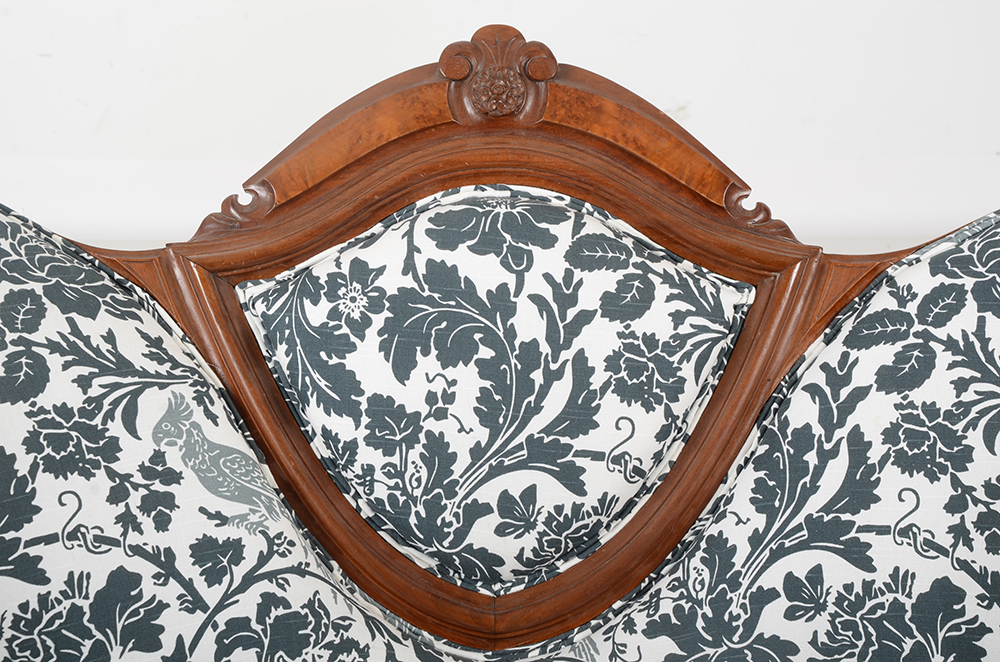 Victorian Shield Back Carved Walnut Settee