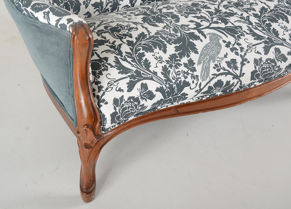 Victorian Shield Back Carved Walnut Settee