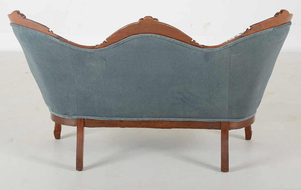 Victorian Shield Back Carved Walnut Settee