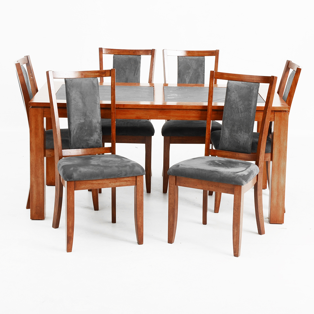 Ashley Furniture Slate Top Dining Table and Six Chairs