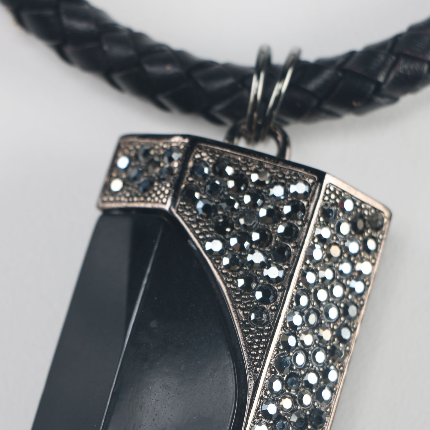 Sachin & Babi Black Leather Rope and Lucite Necklace