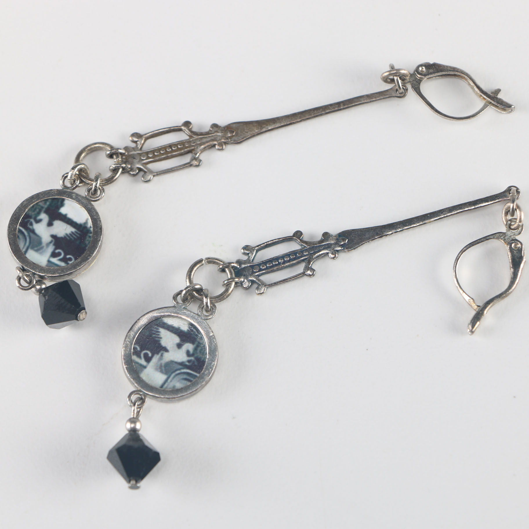 Silver Tone Pegasus Dangle Earrings