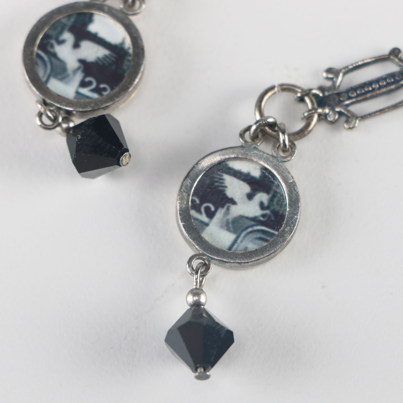 Silver Tone Pegasus Dangle Earrings