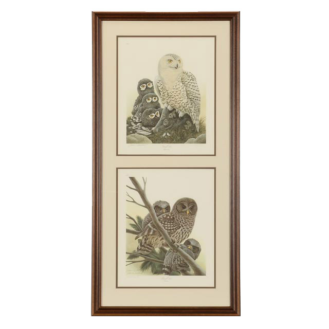 John A. Ruthven Signed Limited Edition Artist Proof Offset Lithographs "Snowy Owls" and "Barred Owls"