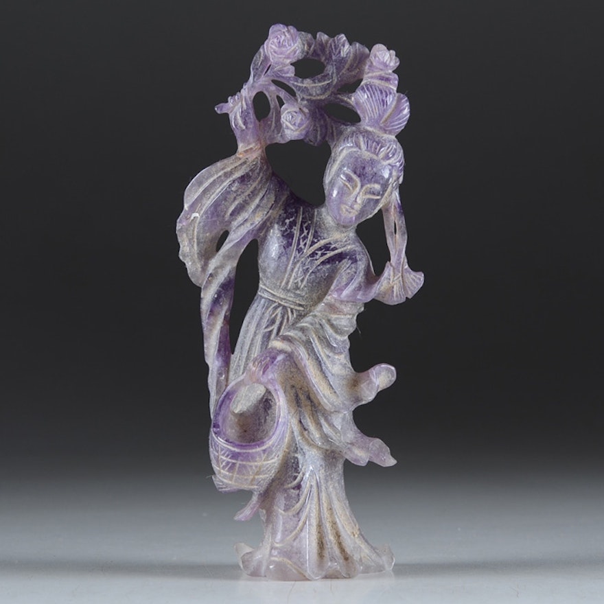 Chinese Carved Amethyst Sculpture