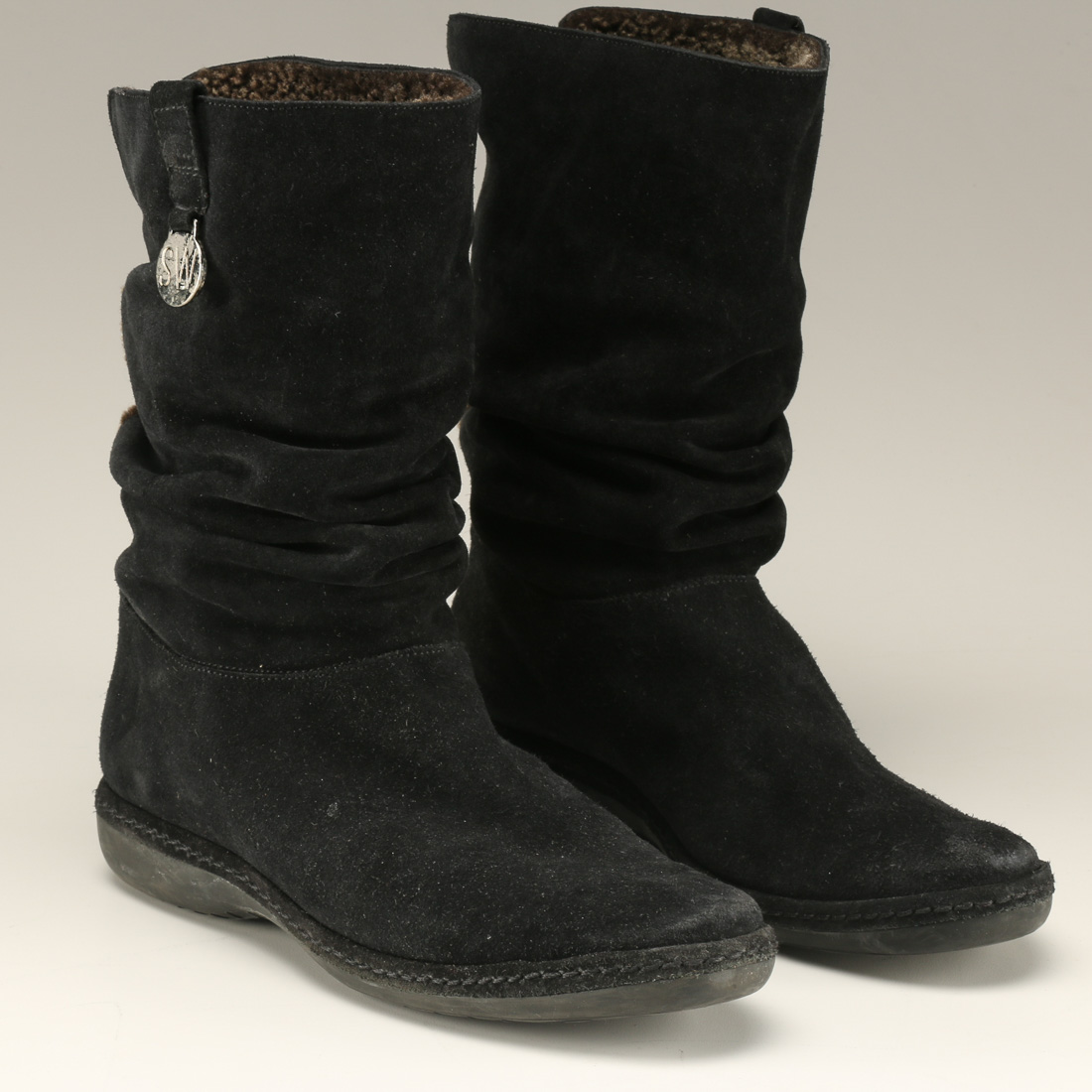 Stuart Weitzman Black Suede Winter Boot